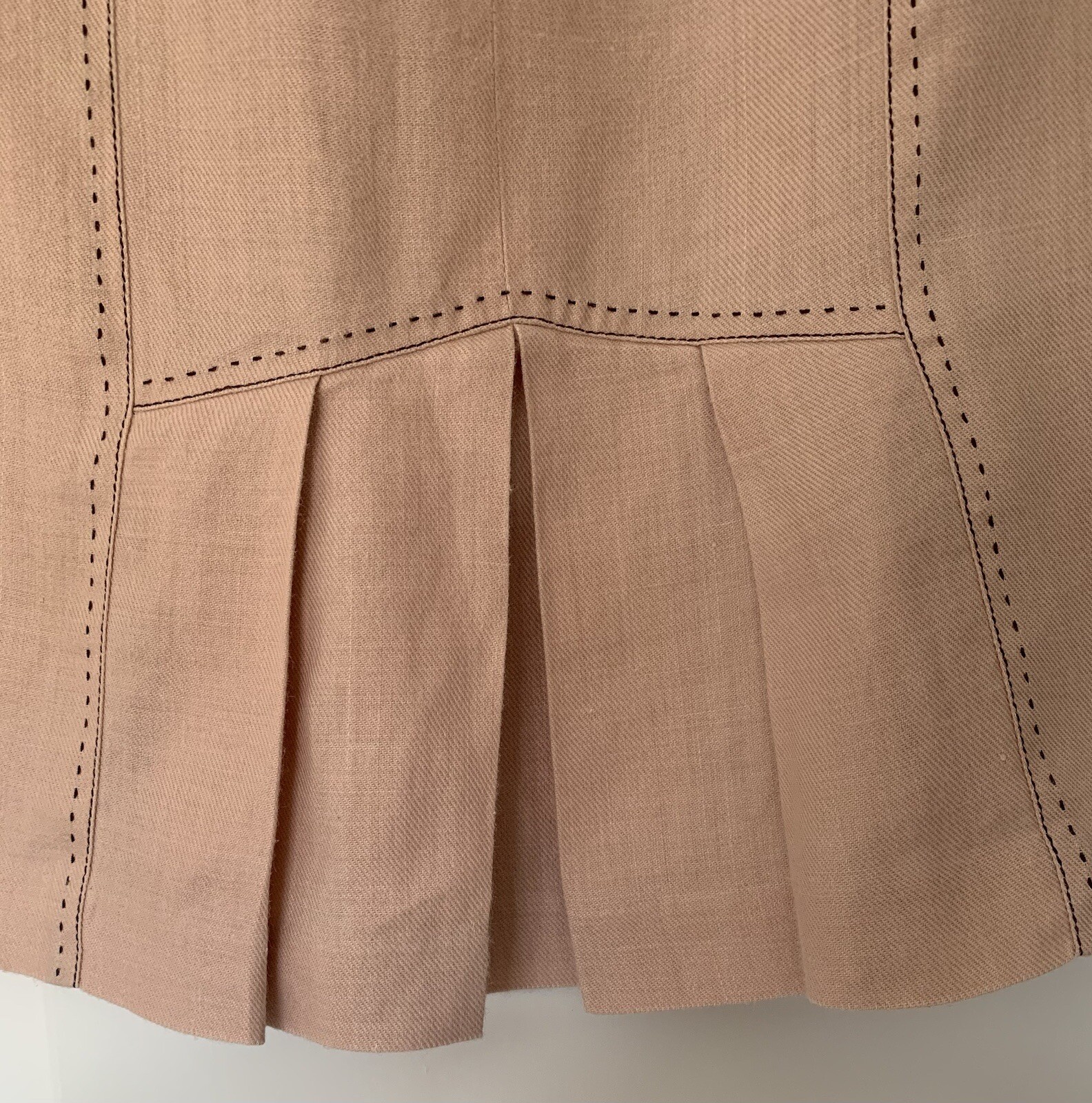 Next Tailoring 100% Ramie Skirt Size 14 Lined Pale Pink Pleated Smart Stylish