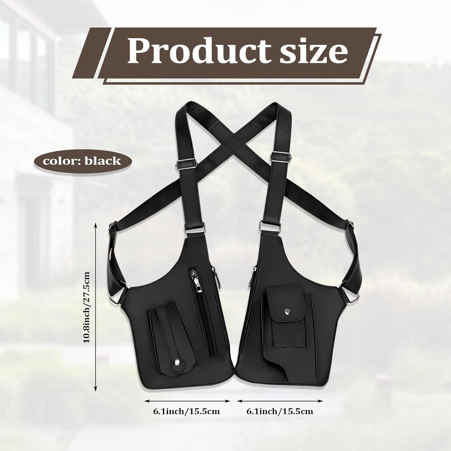 Double Shoulder Armpit Bag for Men, Anti-theft Bag with Double Shoulder Straps,