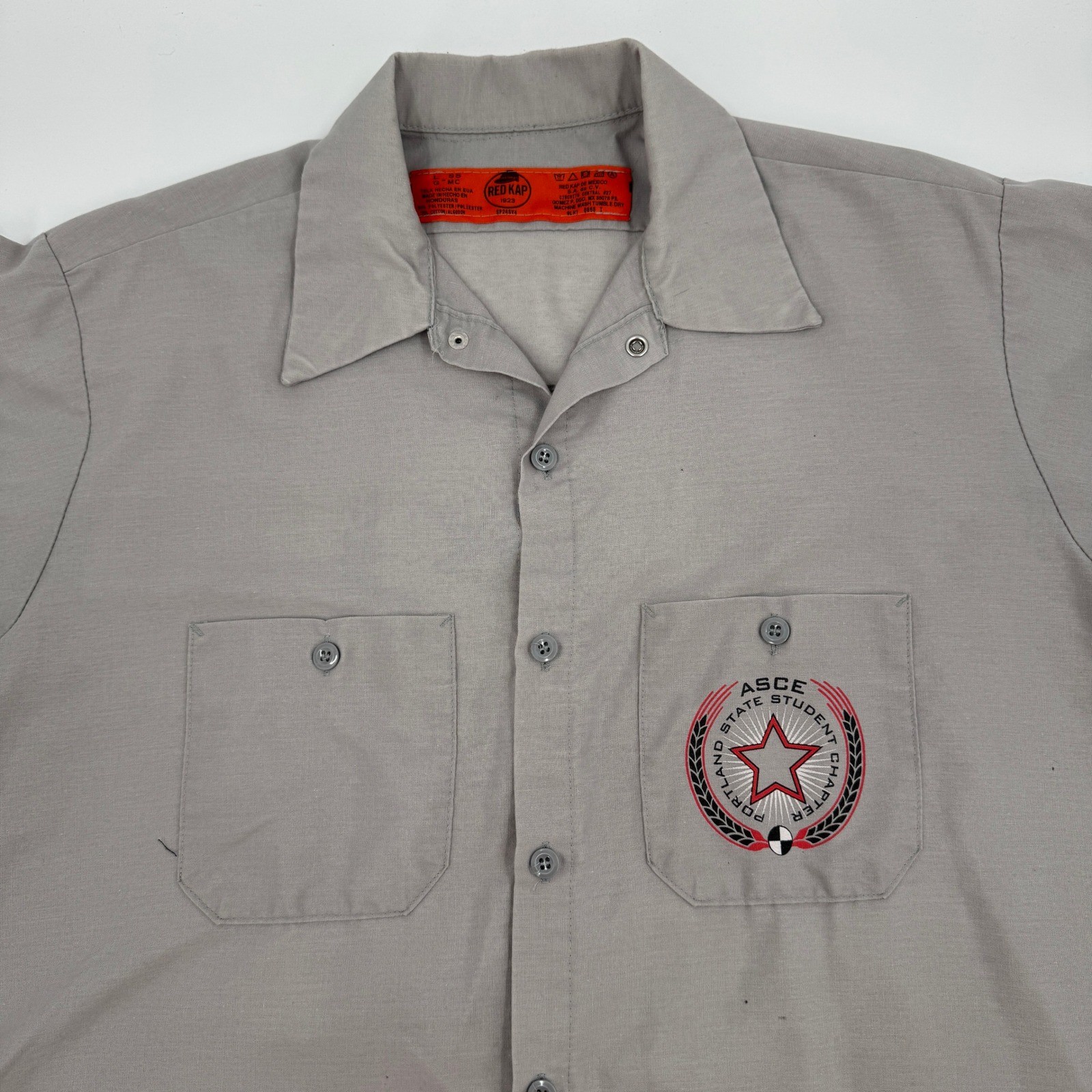Red Kap Mens Grey Portland State University ASCE Work Shirt Large SP24SV4