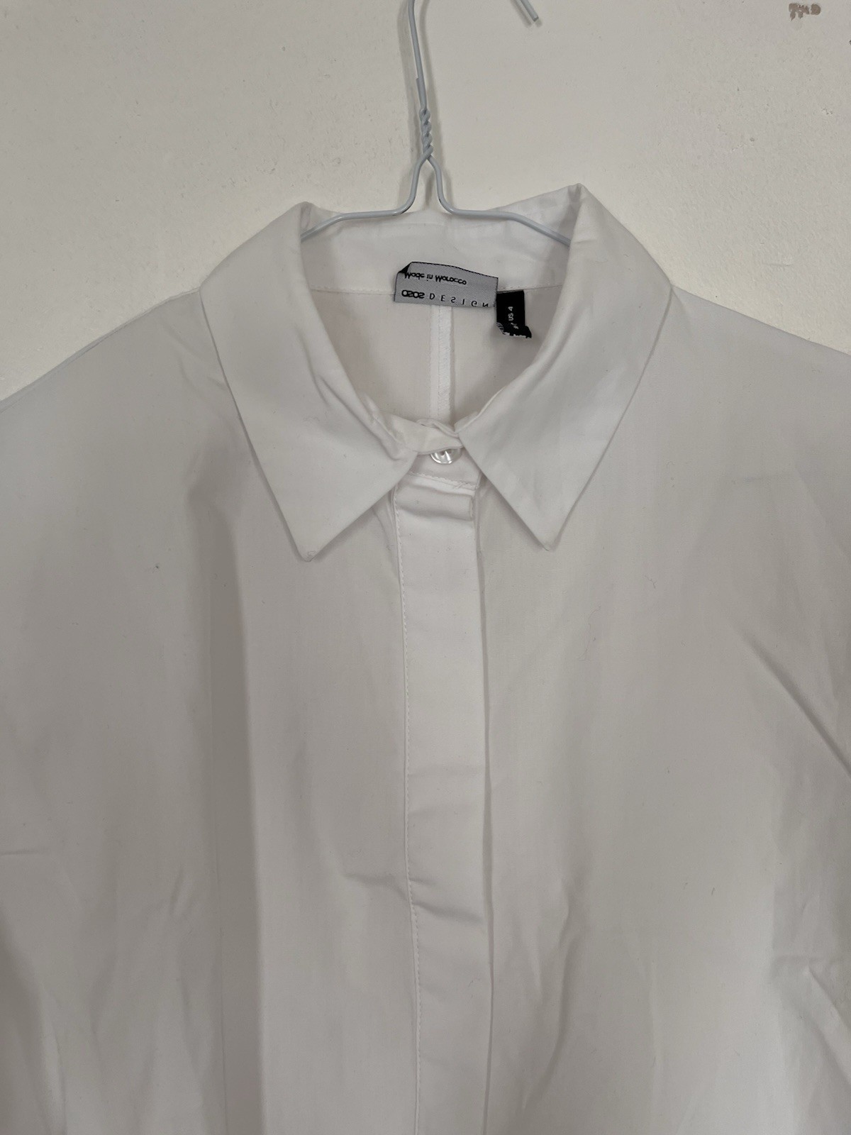 ASOS Design White Shirt Dress With Waist Tie And Lace Trims Size 8 Small