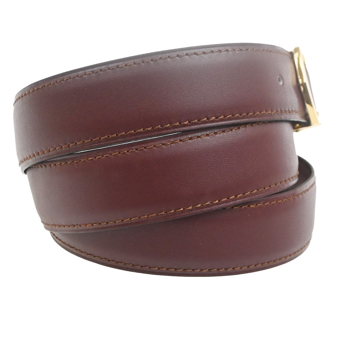 Cartier C Logo Belt 110/43 Leather Red Gold Vintage 05RL880