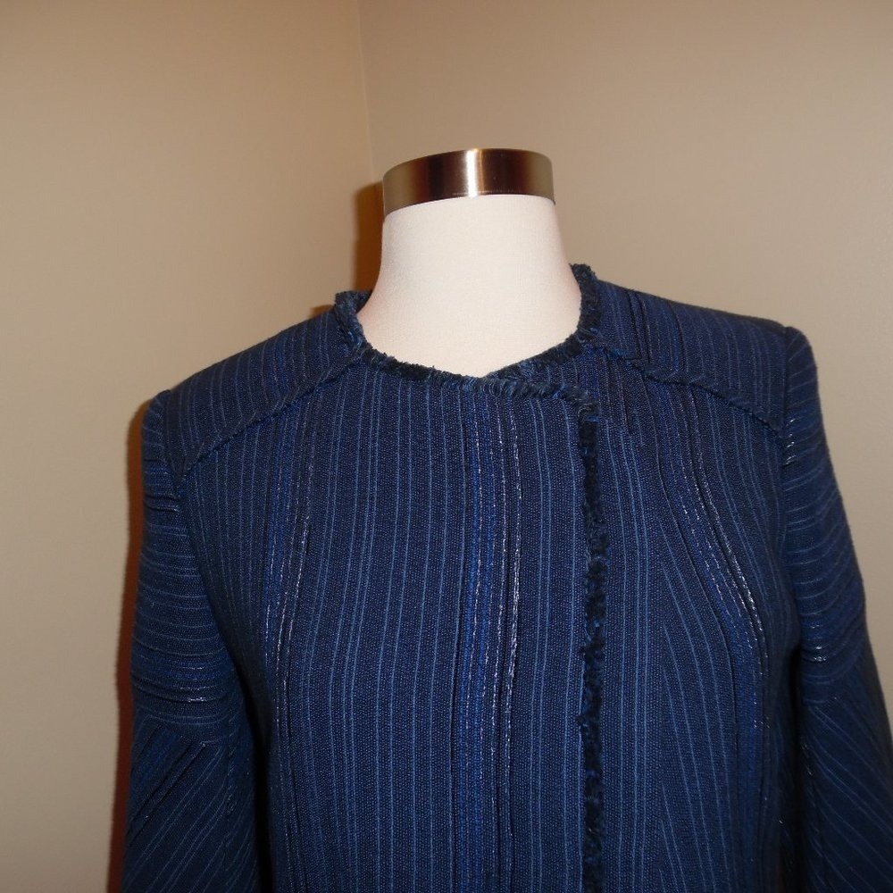 NWT Sandro Paris Blue Blucy Woven Workwear Casual Business Tweed Blazer Jacket