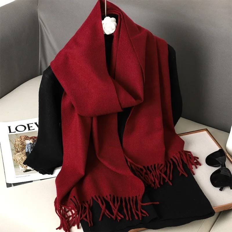 For Mens Winter 100% Cashmere Oversize Wool Thick Blanket Shawl Wrap Solid Scarf