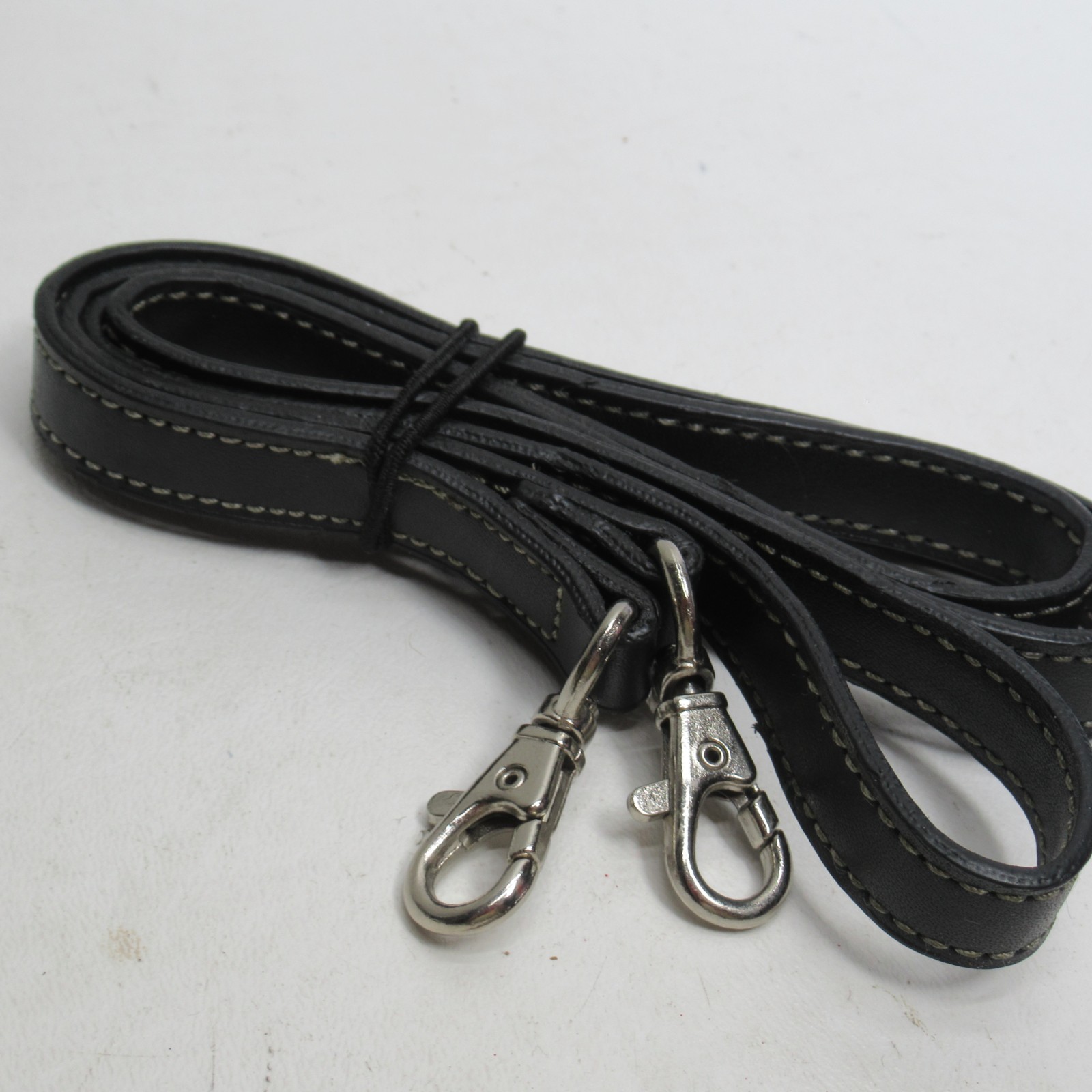 Shoulder Handbag Replacement Strap Black Leather Silver Tone Lobster Clips 43in