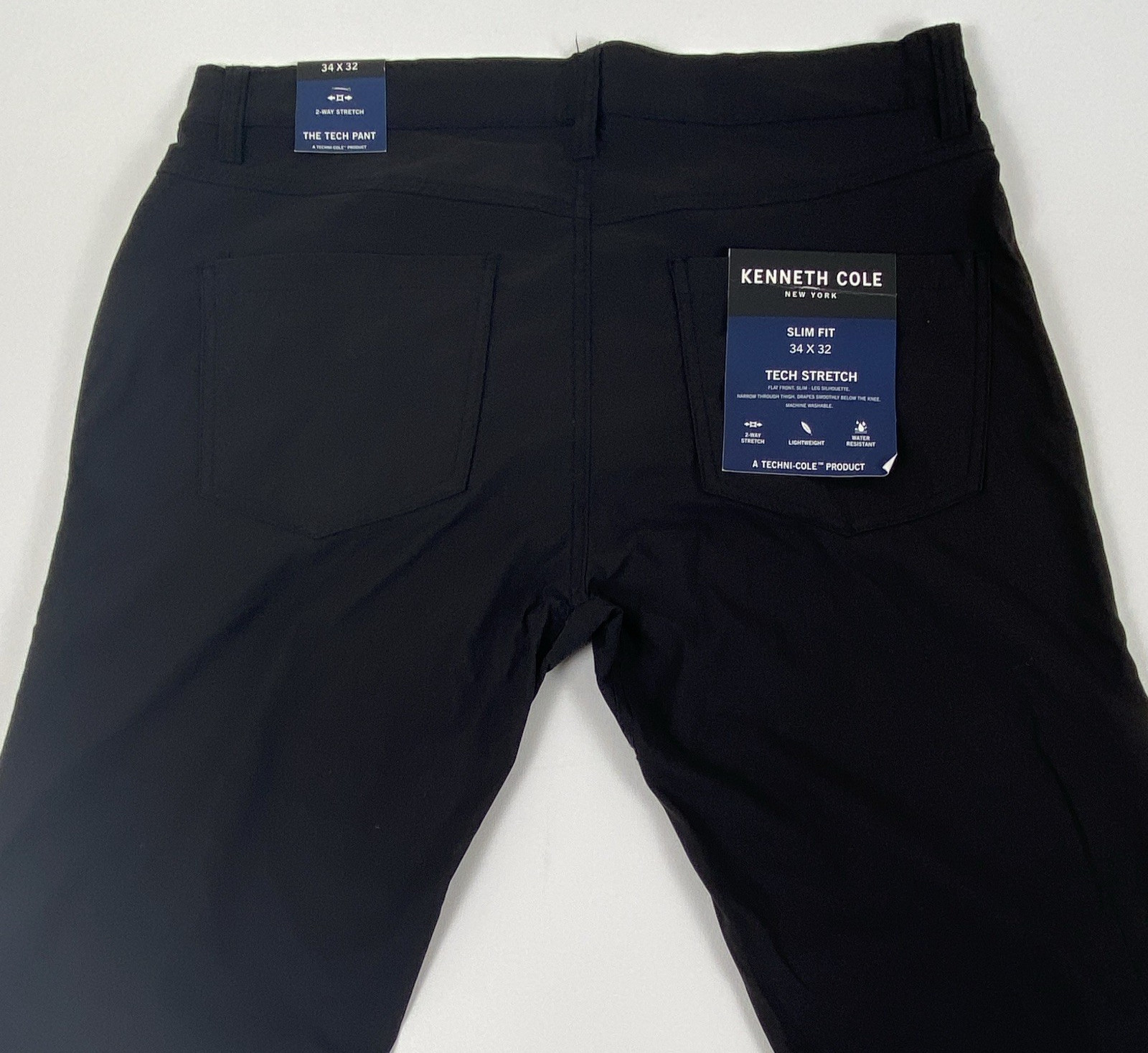 Kenneth Cole New York TECHNI-COLE Slim Fit Lightweight Tech Pants Black 34