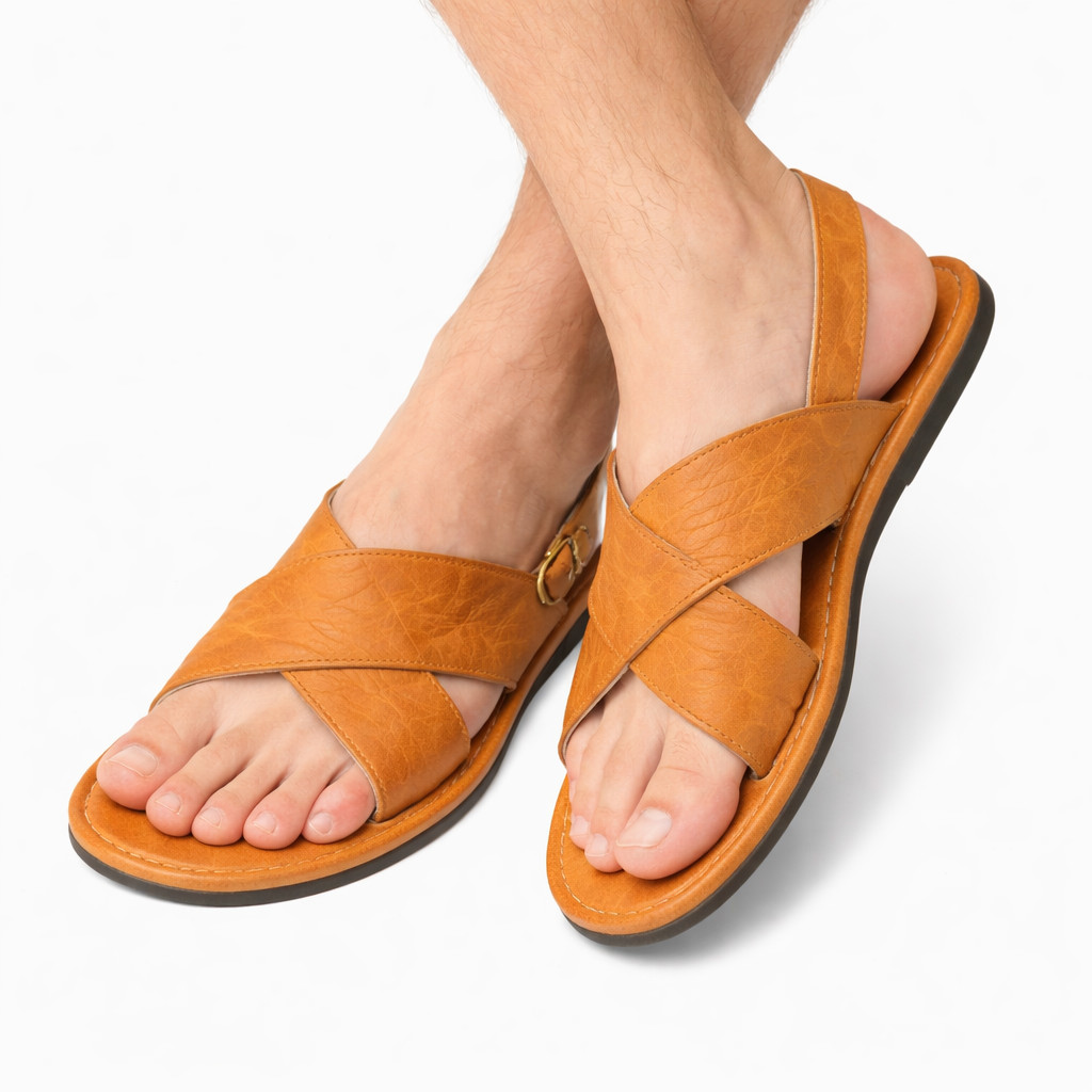 Huarache De Hombre CRUZADO Acoginado w/Buckle-Honey/Miel -Men Mexican Sandals