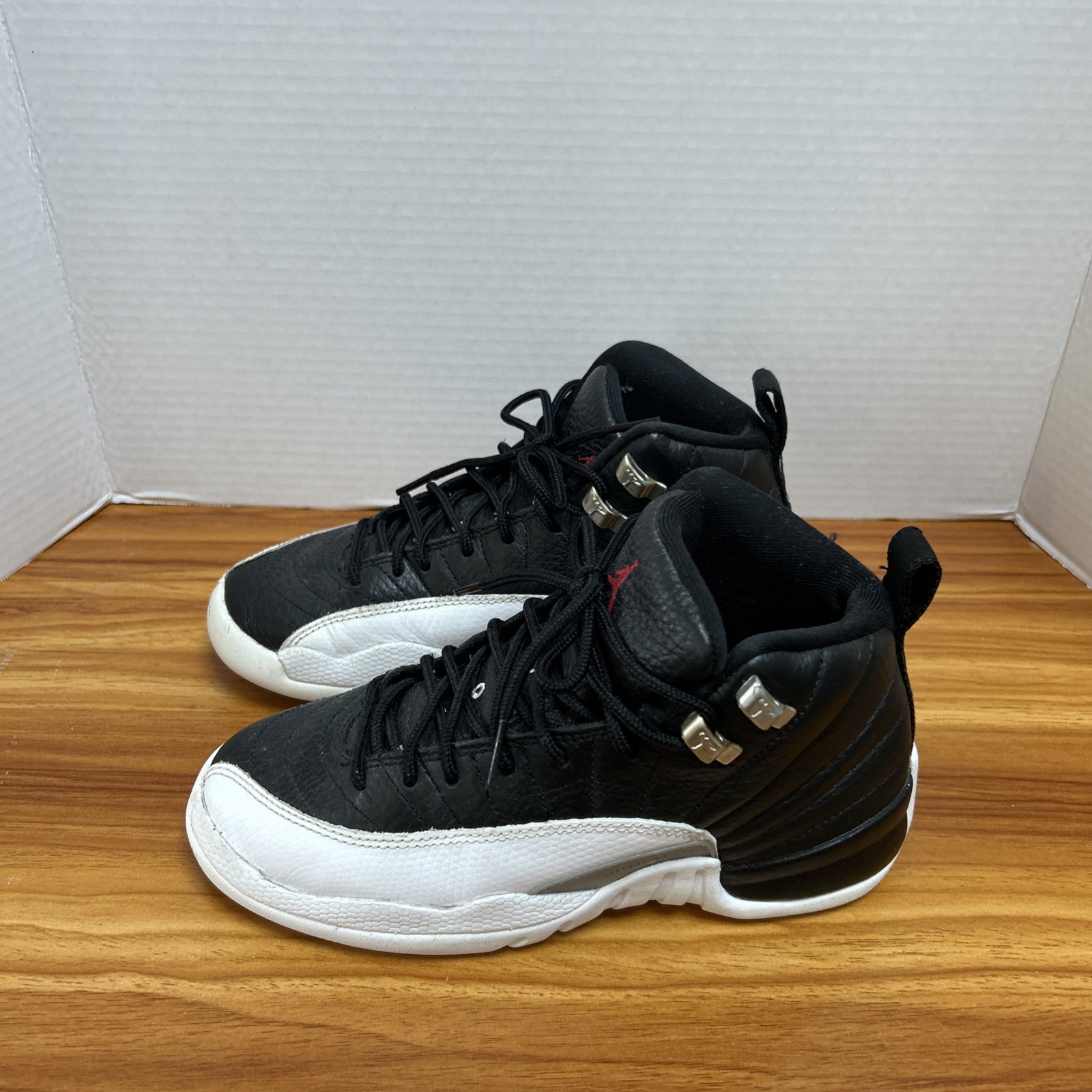 Jordan 12 Retro Playoffs 2022 GS Black White Red 153265-006 Kids Size 4.5 SP3472