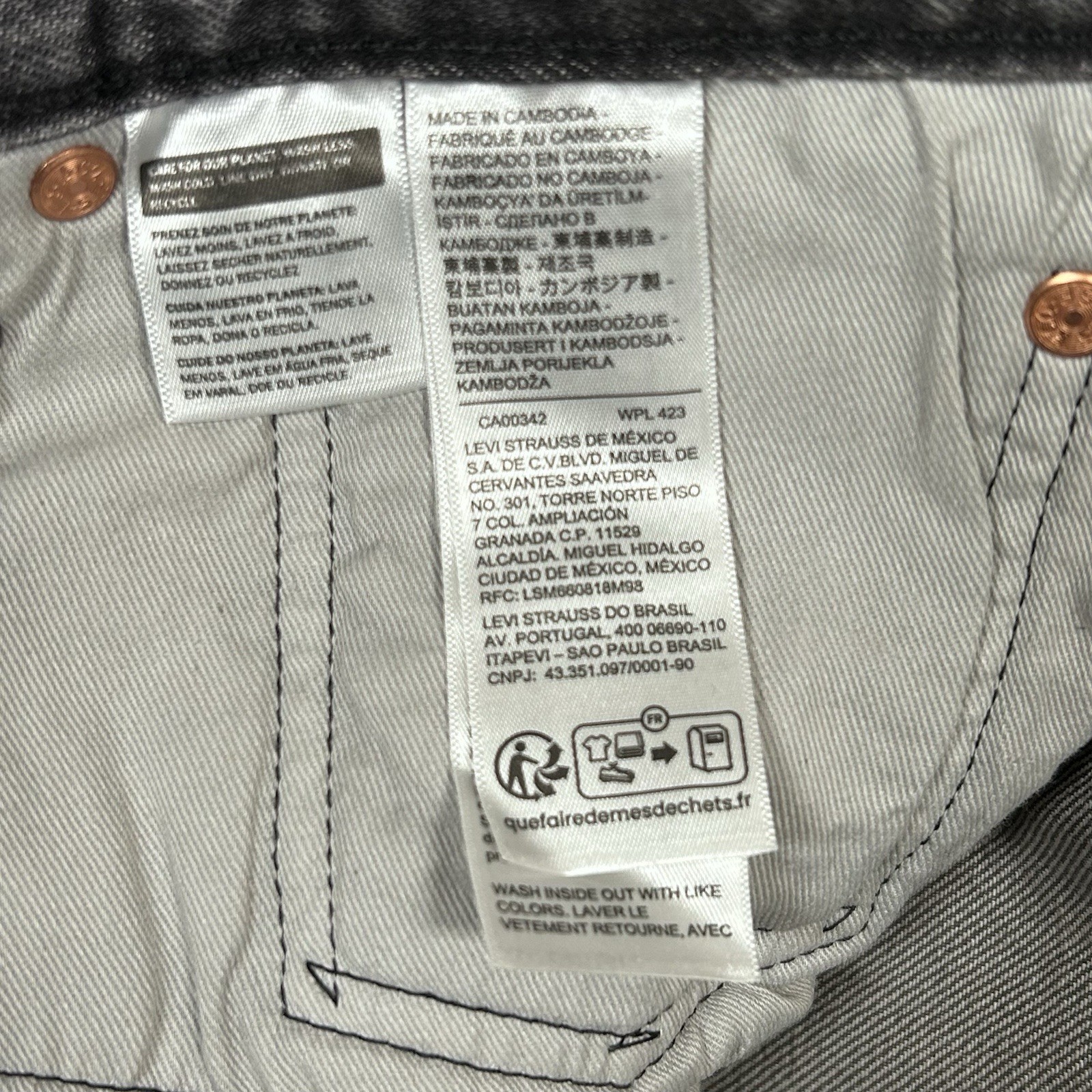 Levi’s 501 Selvedge Straight Fit Big E Denim Jeans Black Ash Men’s Size 33X32