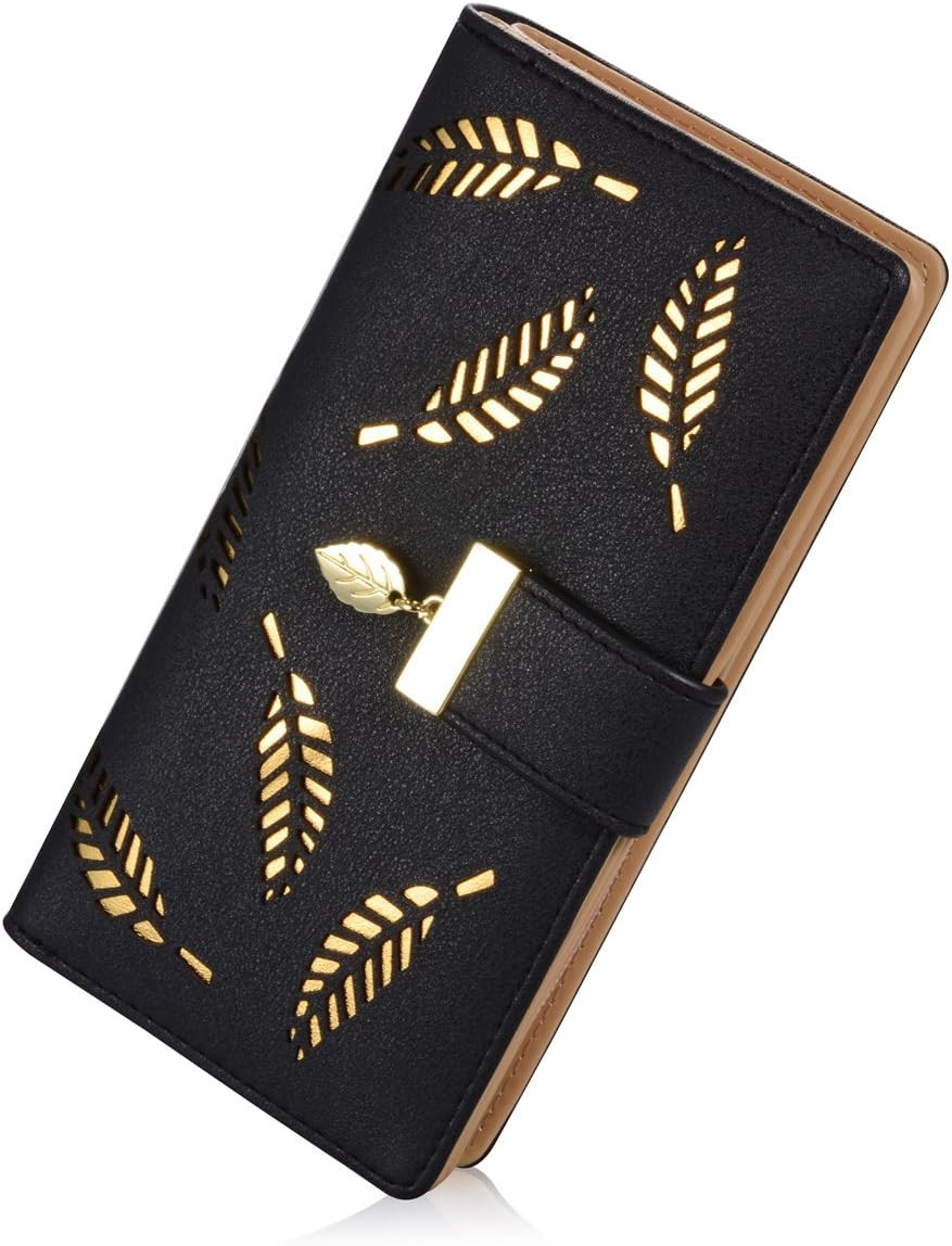 Elegant Black Leather Bifold Wallet for Women – Cute & Stylish Clutch Purse