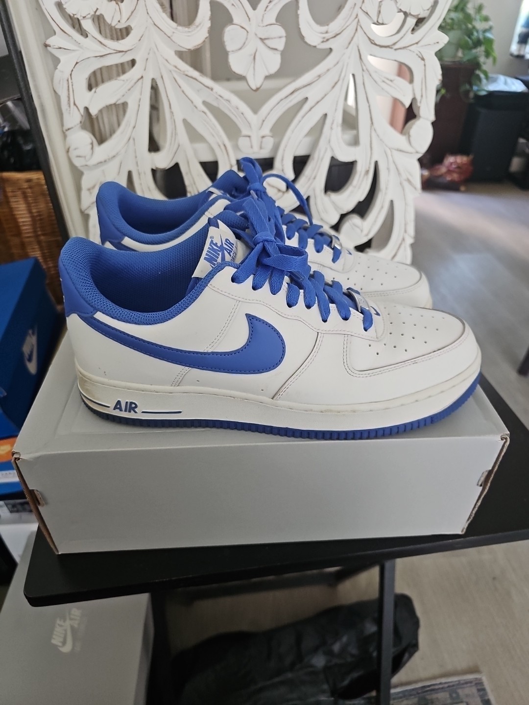 Nike Air Force 1 ’07 Low Men’s Sneakers White/Medium Blue, Size 10M, DH7561-104