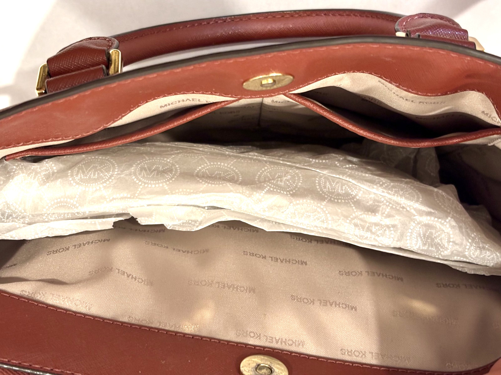New Michael Kors Savannah Saffiano Leather Large Satchel – Brick – Authentic