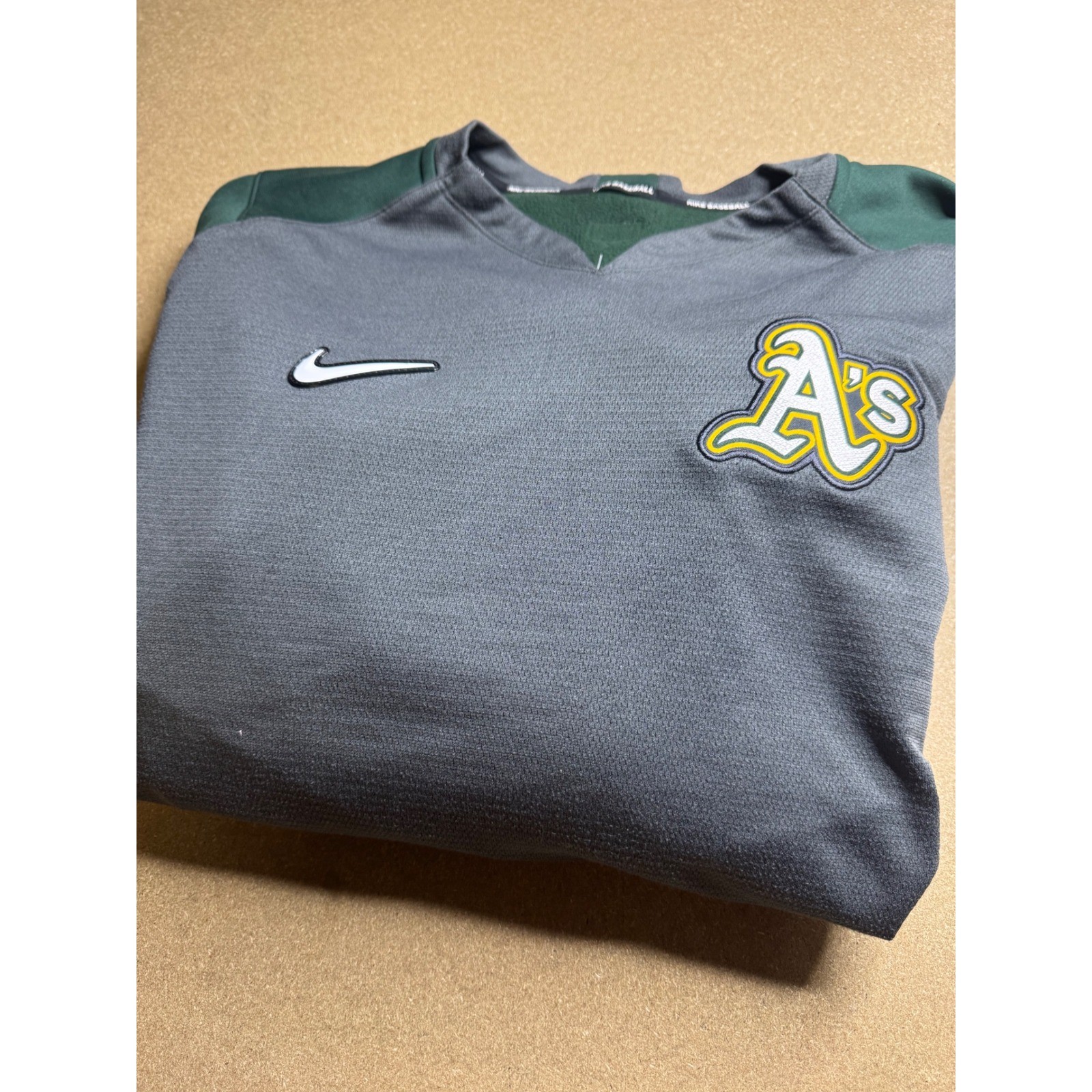 Nike Oakland Athletics MLB Authentic Collection Dri-FIT Pullover Mens Large Grey