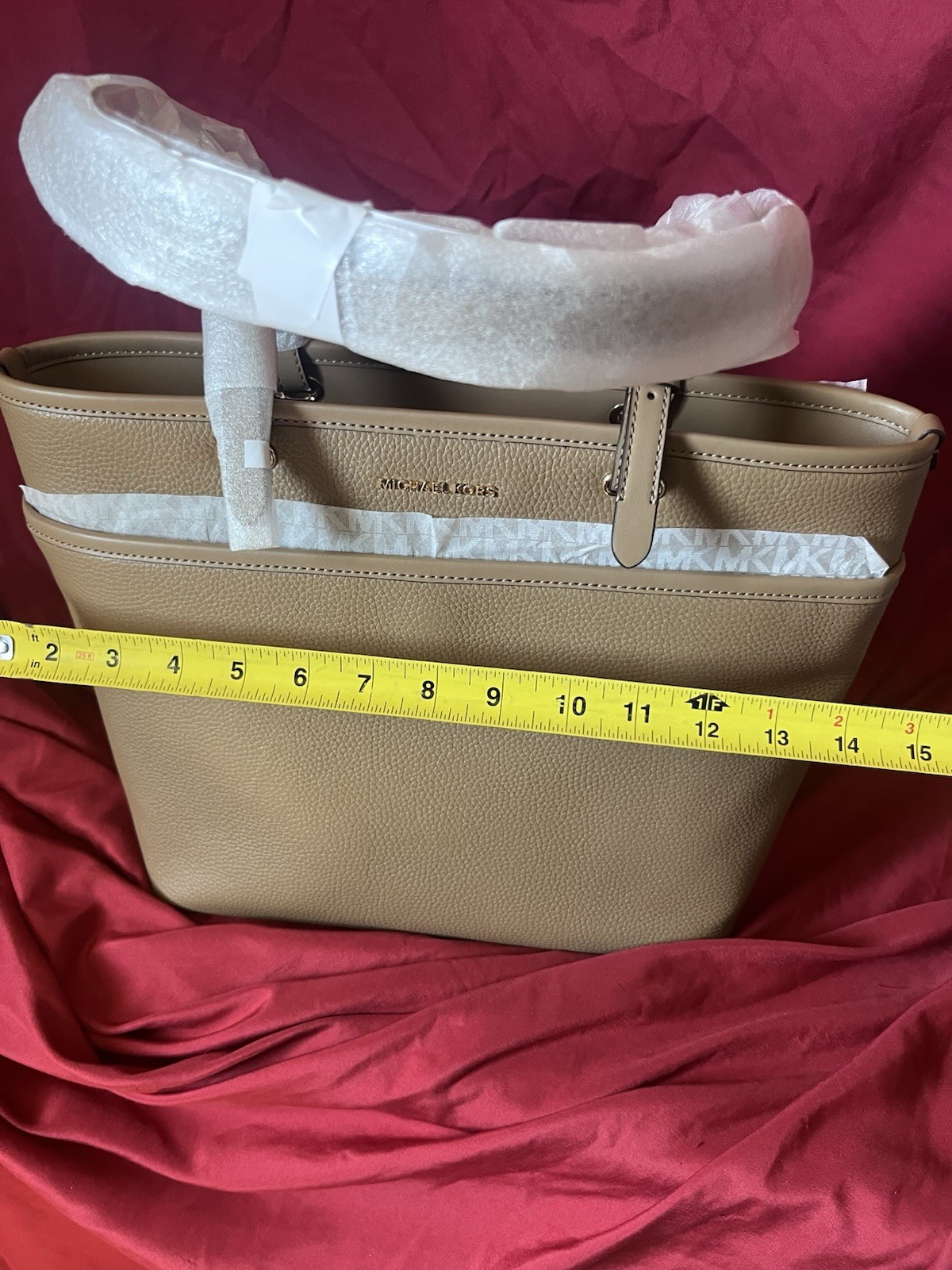 Michael Kors Women’s Medium Light Brown Tote Shoulder Bag Handbag Purse with zip