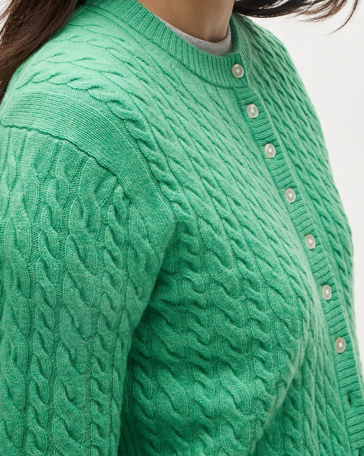J Crew Green 100% Cashmere Cable Knit Button Cardigan Sweater Size 3X SP26