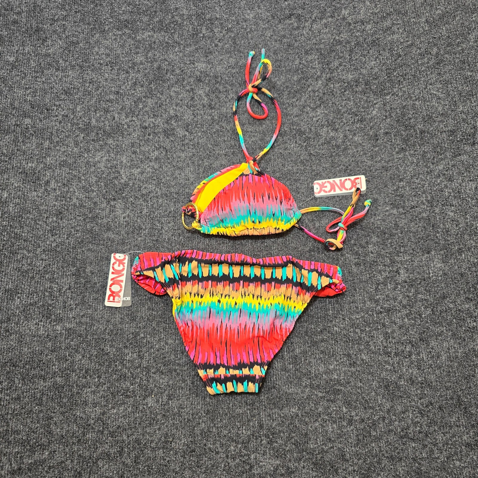 Bongo Bikini Set NWT Women’s Small Multicolor Halter Top & Bottom Two Piece Swim