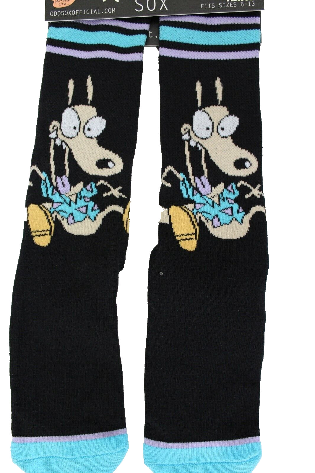 Odd Sox Nickelodeon Rocko’s Modern Life Novelty Crew Socks Fits Size 6-13 Black