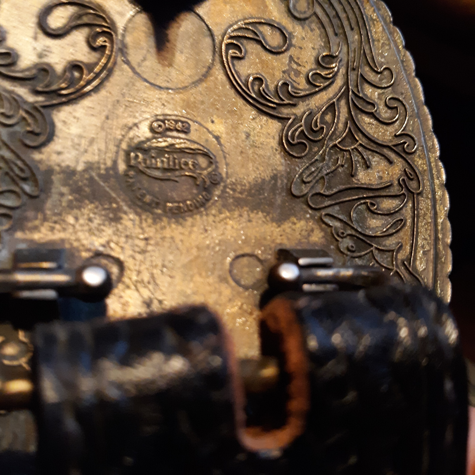 VTG DunDee Tooled Leather Zip $$ Belt 80sRainTree Buckle Eagle “Bare Arms”Sz 38