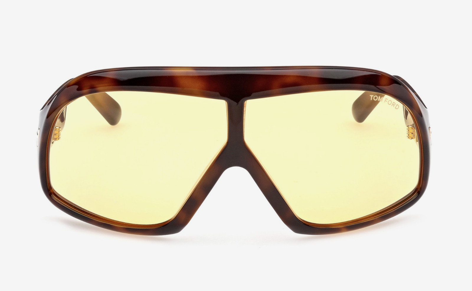 Tom Ford TF965 52E Cassius Oversized Aviator Sunglasses in Tortoise/Yellow Lens