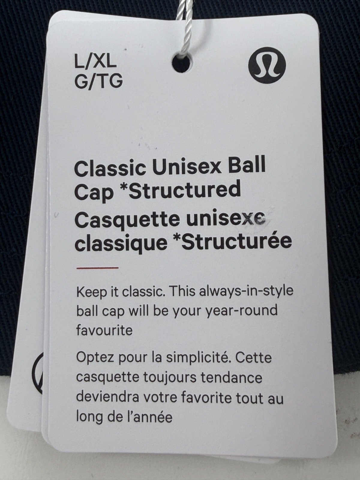 Lululemon Classic Ball Cap Structured Adjustable Birdie Hat Size L/XL Ivory Blue