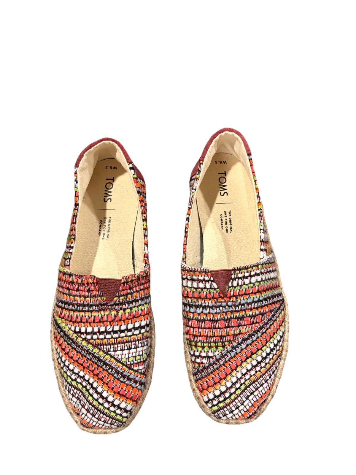 TOMS Women’s Slip-On Flat Multicolor Woven Striped Closed Toe US 6.5