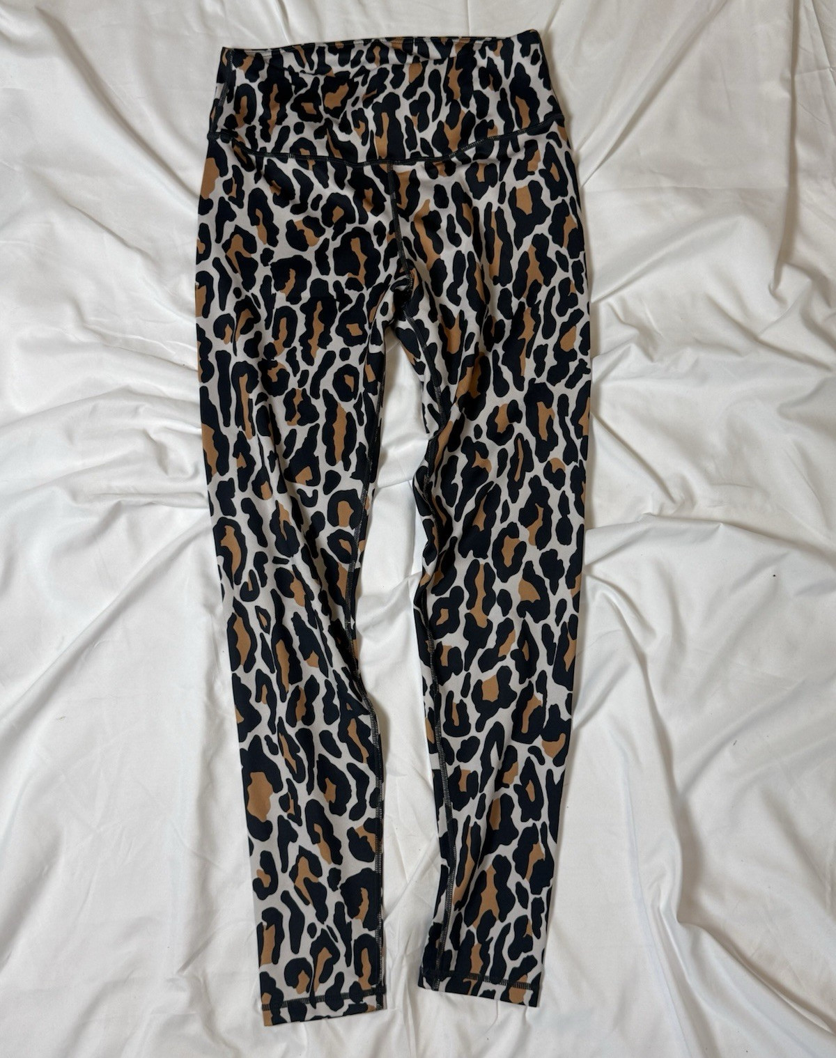 Leopard Print High Rise Ankle Yoga Leggings Stretch Elastic Waist M