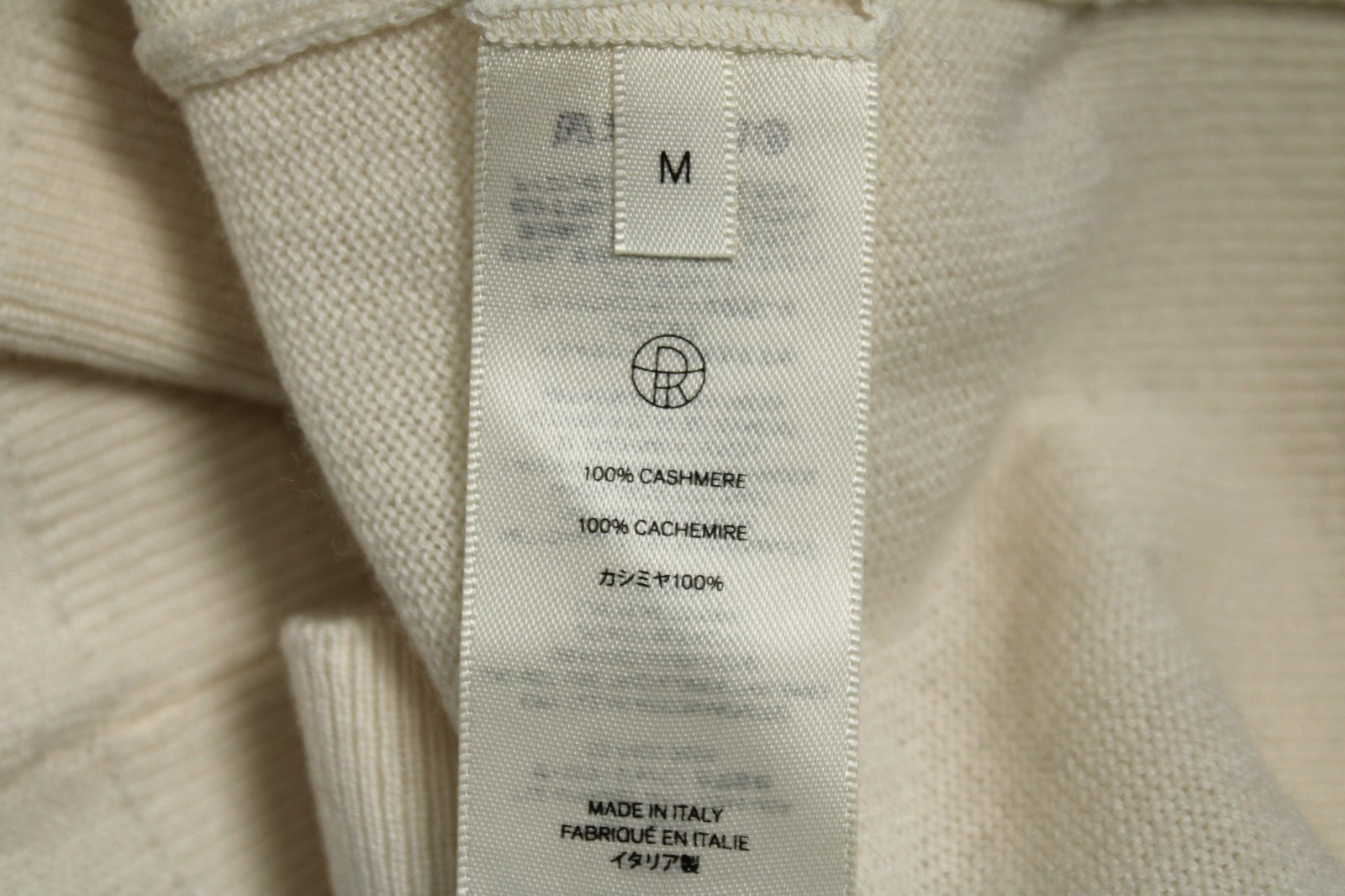 THE ROW Cream White Cashmere Knit V-Neck Pullover Sweater M