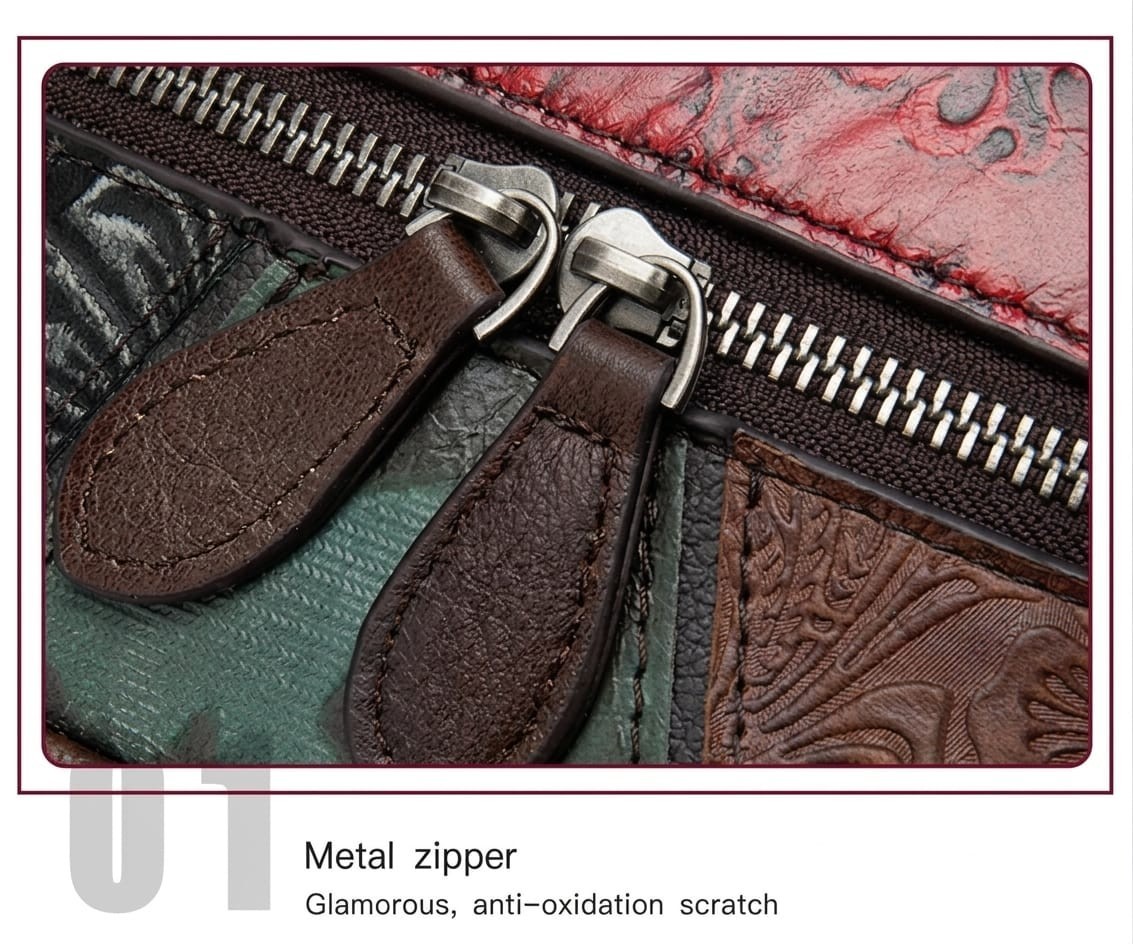 Women Genuine Leather Bag Purse Patchwork Embossed Backpack Handbag Boho Vintage