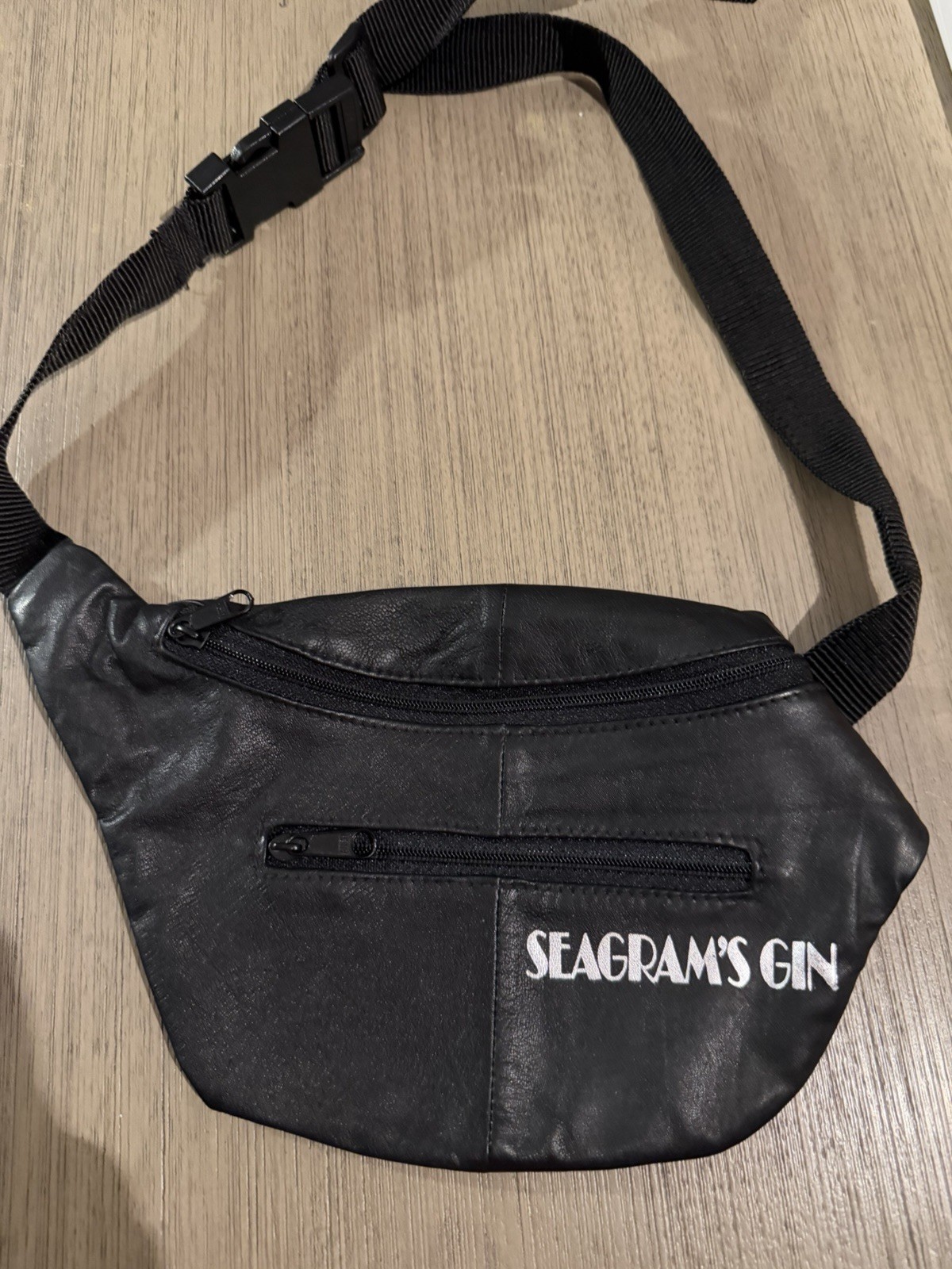 Seagram’s Gin Black Belt Bag Fanny Pack Zip Buckle Adjustable Strap Pockets