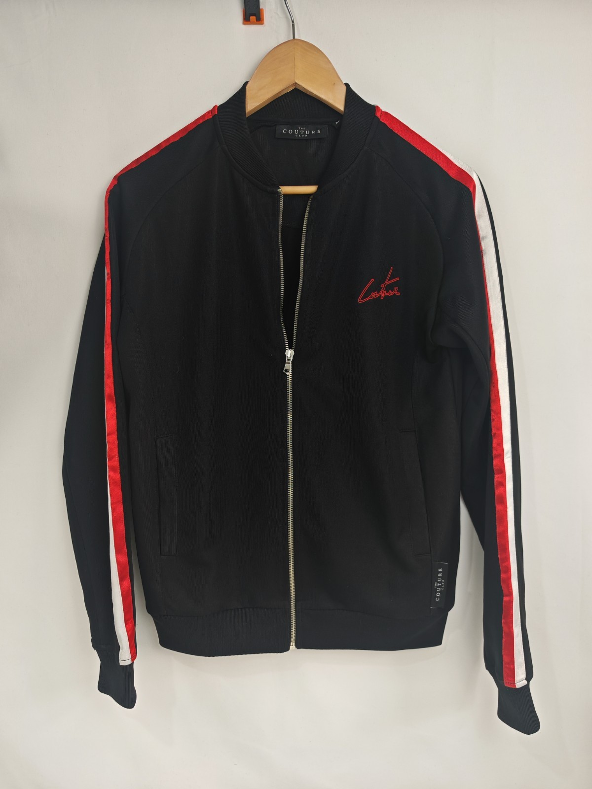 The Couture Club Track Jacket Mens Small Black Red White Zip Bomber Top