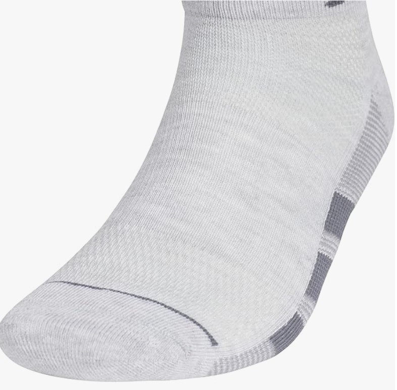 adidas Men’s All Day Training Low Cut Socks 3 Pack Light Gray Shoe Size 6-12