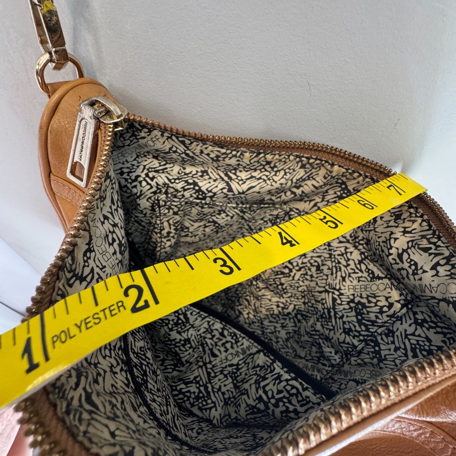 Rebecca Minkoff MAC Crossbody Bag Tan Leather Studded Chain Strap