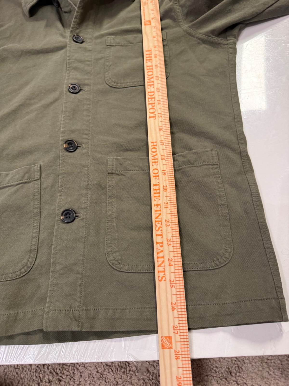 Uniqlo size M cotton blend utility jacket shacket patch pockets green