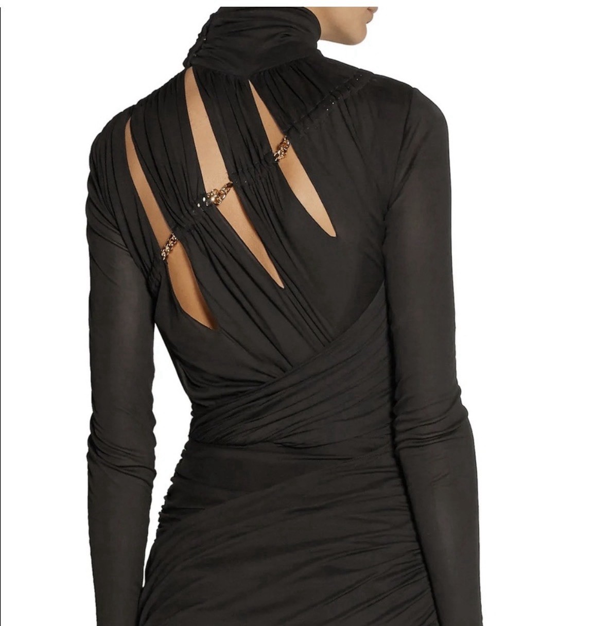 Emilio Pucci FW 2014 Black Mesh Long Sleeve Cut-Out Chain-Link Mini Dress sz 4