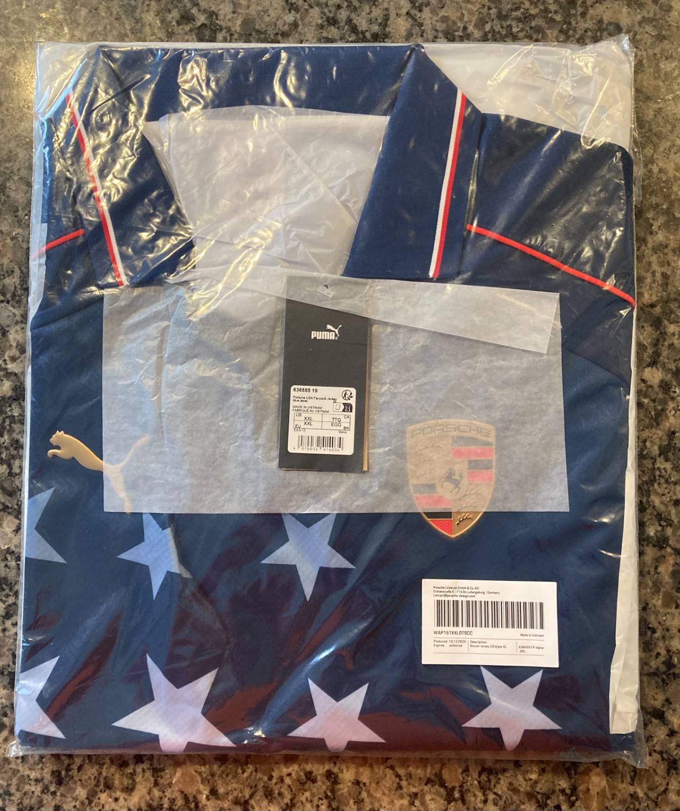 PORSCHE DESIGN / PUMA LTD ED. USA SOCCER STYLE T-SHIRT WITH COLLAR USA SIZE XXL