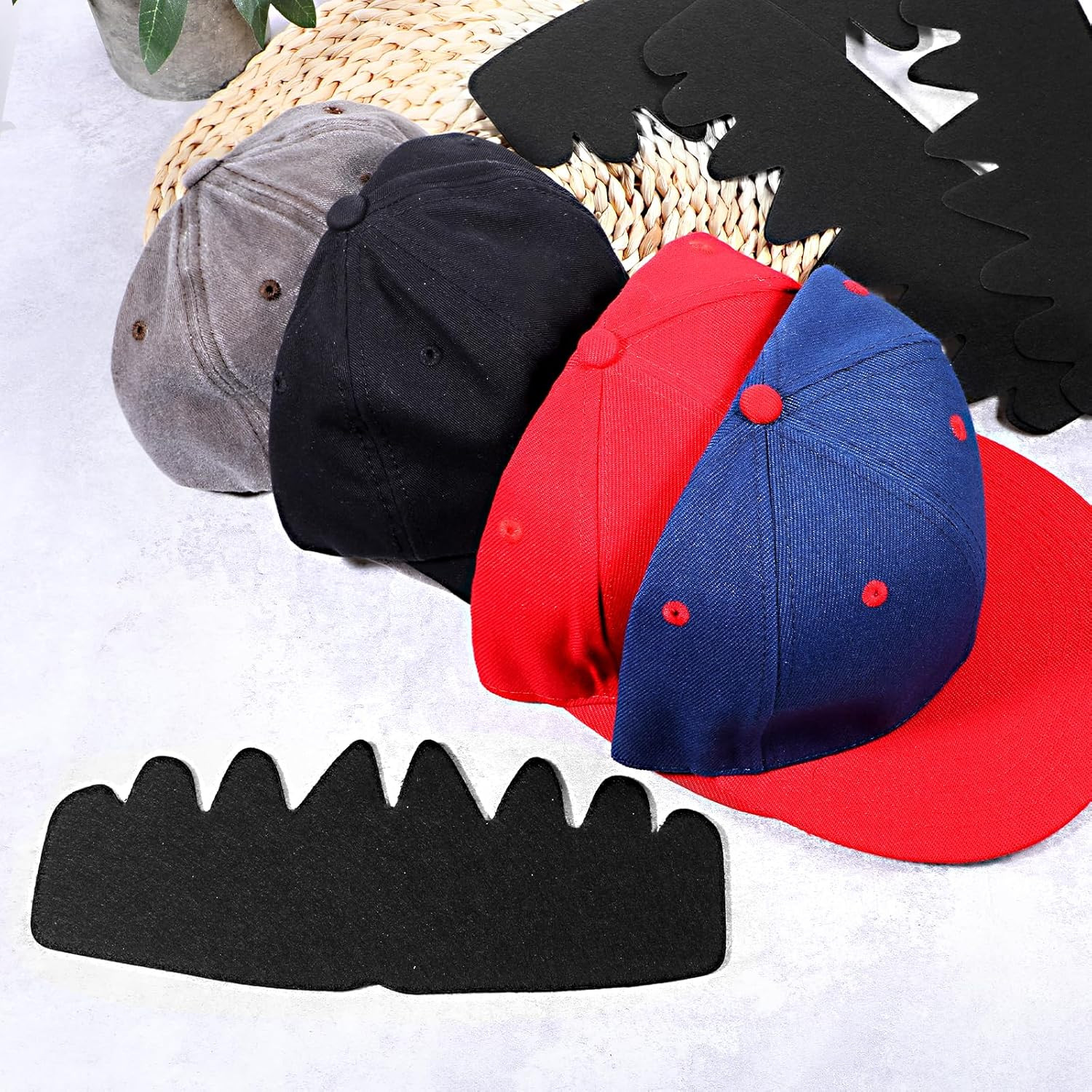 10 PCS Black Baseball Cap Inserts, Flexible Washable Hat Shaper Inserts for Base