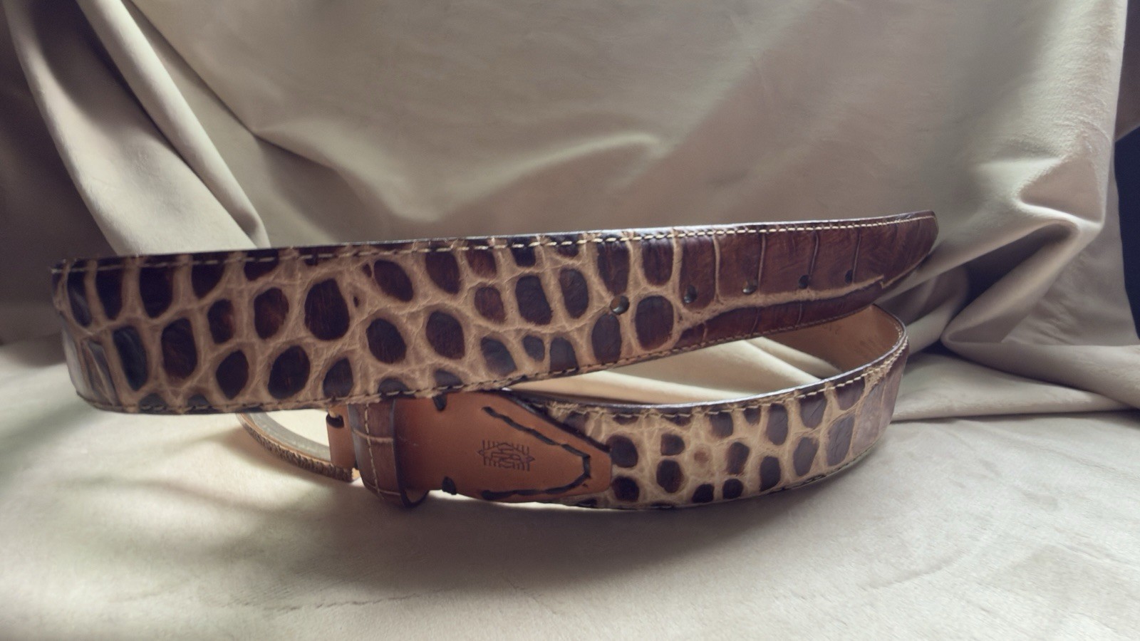 Martin Dingman Alligator Grain Calf Leather Belt 36 Brown USA Brass Buckle