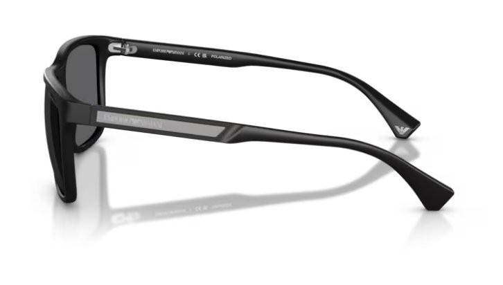 Emporio Armani EA4047 5063/81 Black Rubber Grey Polarized Sunglasses