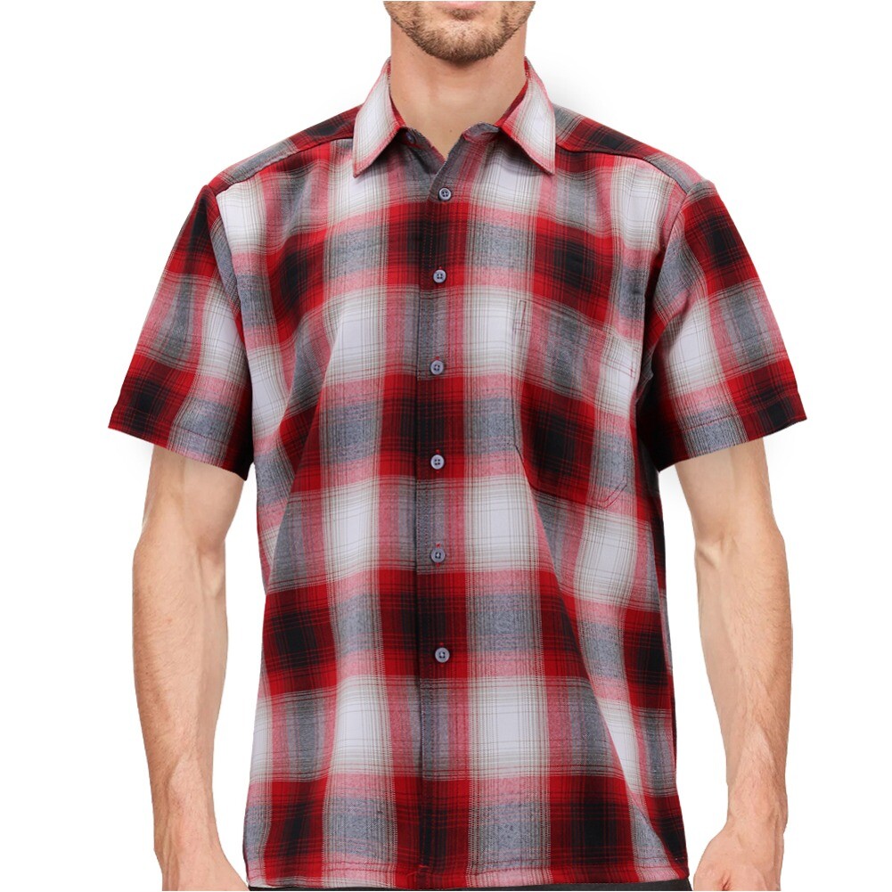 Maximos Men’s Plaid Shirt Full Button Down Short Sleeve Classic Western Shirt
