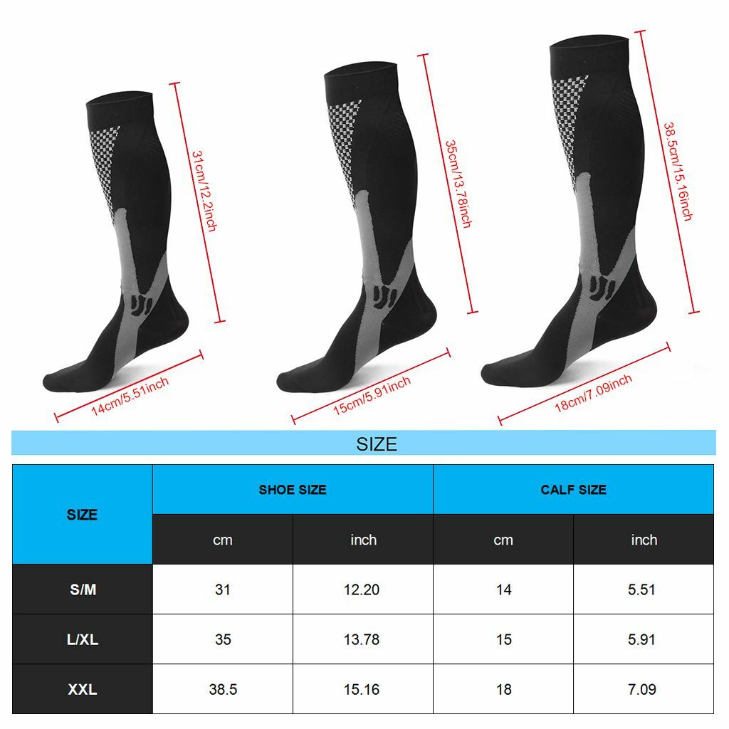 1-5 Pairs Copper Compression Socks 20-30mmHg Graduated Support Men Women S/M-XXL