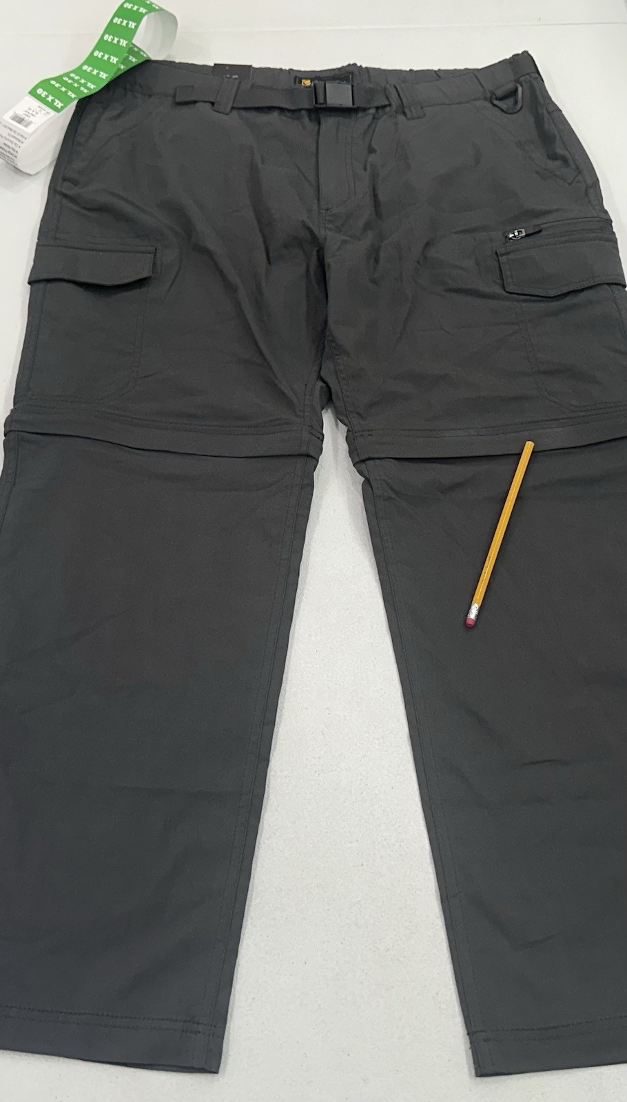 B.C. Clothing Men’s Convertible Stretch Cargo Short / Pants, Gray, Size XL X30