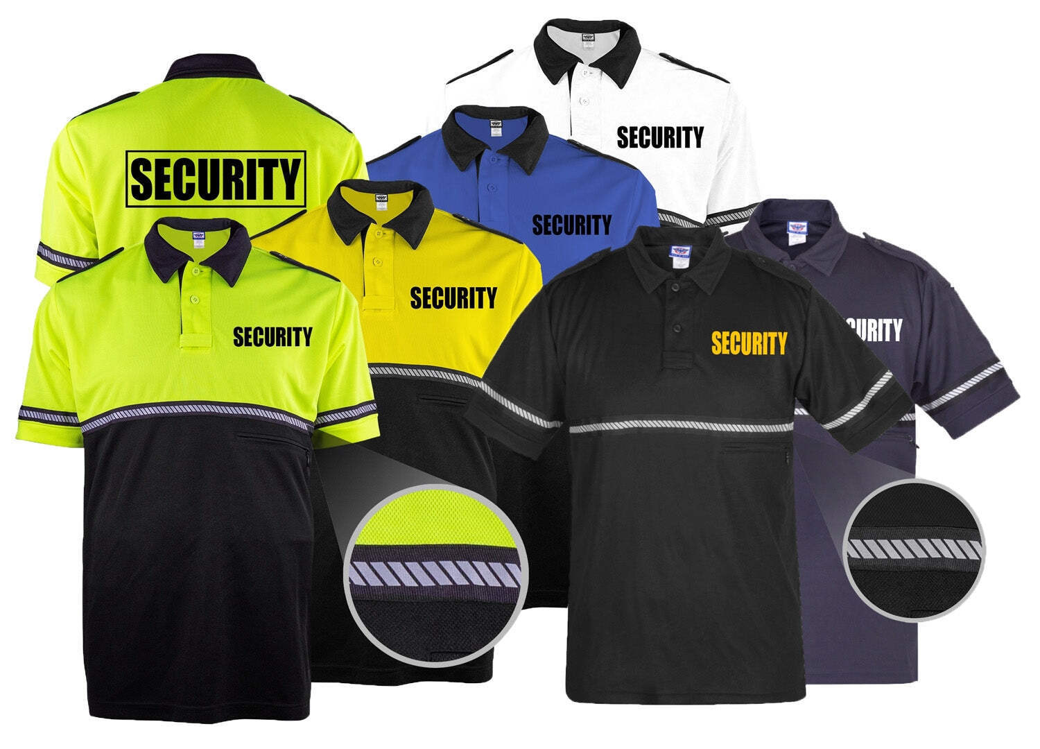 First Class Two Tone Security Bike Patrol Shirt with Zipper Pocket and Hash Stri