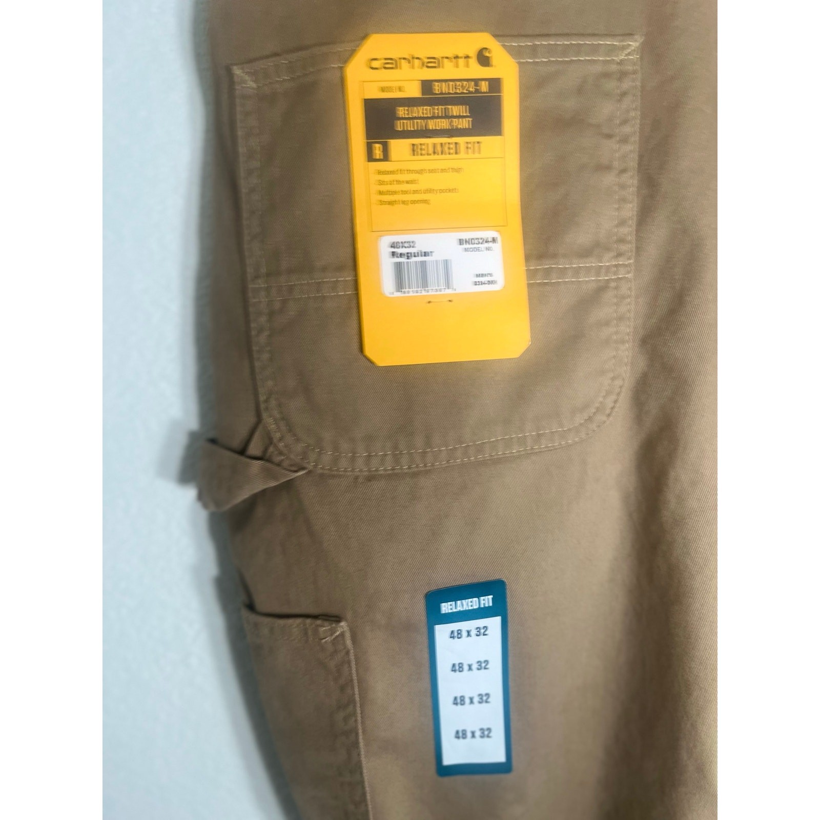 Carhartt B324 Brown Relaxed Fit Twill Utility Work Pants-Men’s 48×32 Big & Tall