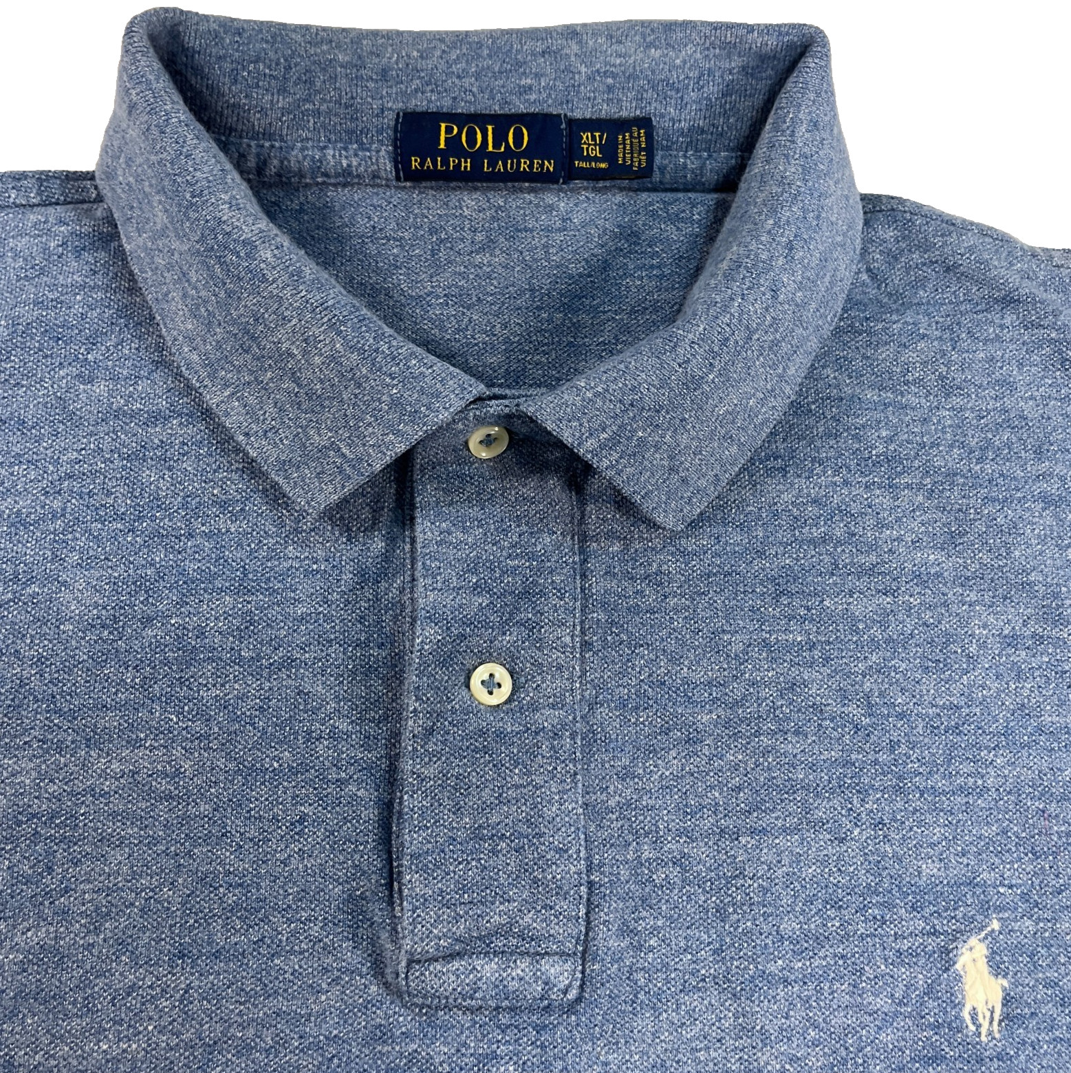 Polo Ralph Lauren Shirt Classic Blue Heather Short Sleeve Embroidered Polo XLT
