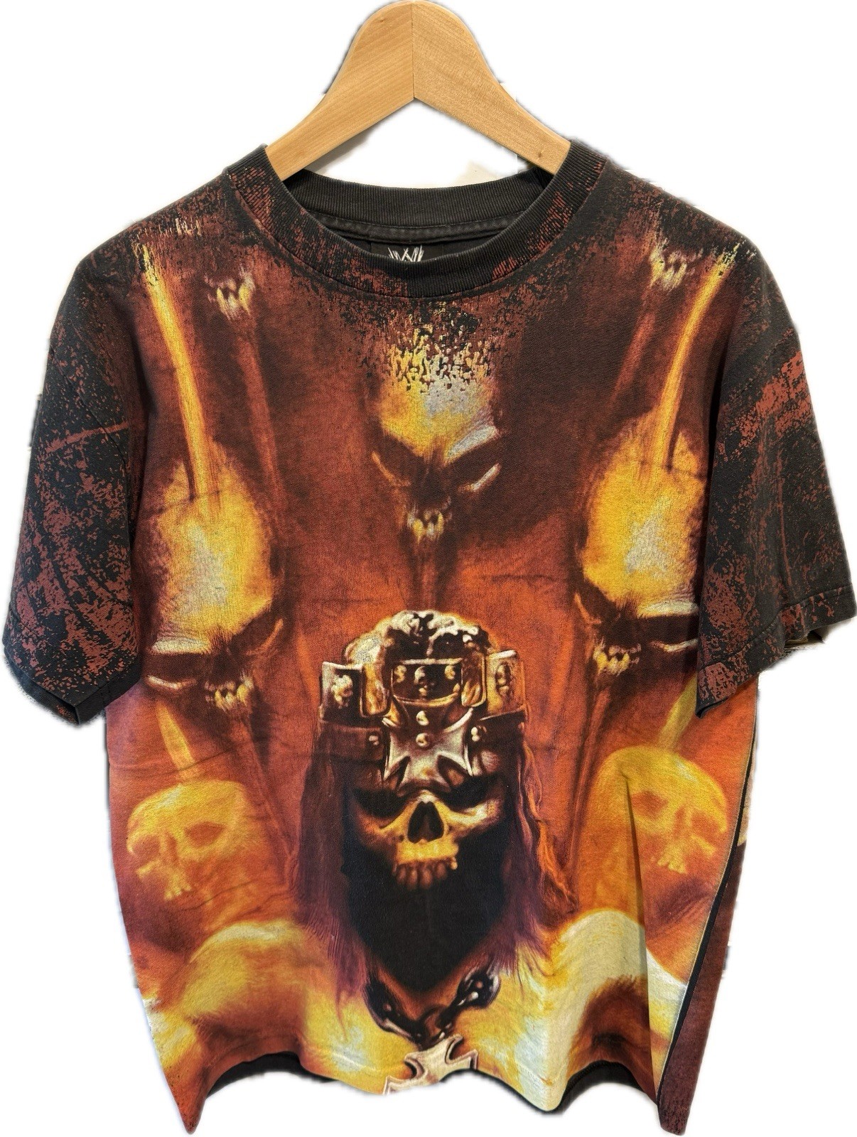 Vintage 2006 WWE Triple H Skull King All Over Print Shirt Size M Authentic AOP
