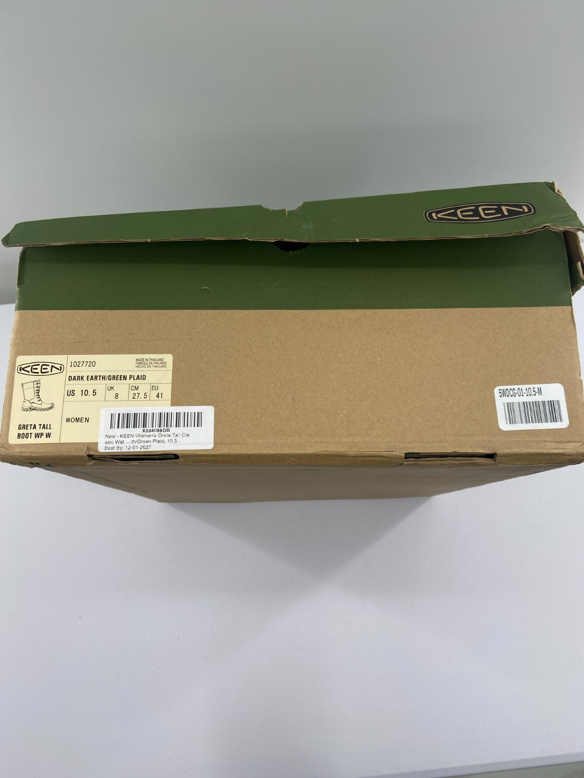 Keen Greta Tall Boot Waterproof- Dark Earth/Green Plaid- Women’s Size 10.5