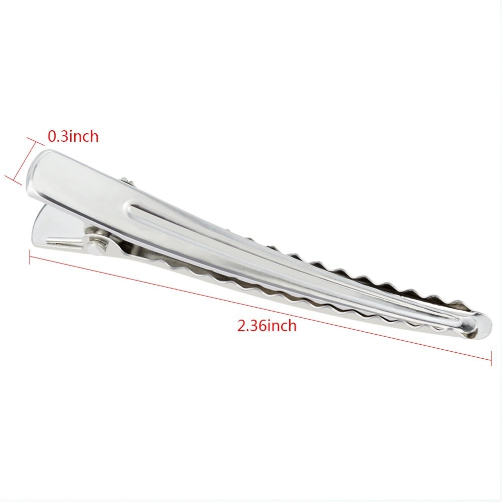 50 Pack 2.36 In Hair Clips Silver Metal Alligator Hair Pins Teeth Bows Hair
