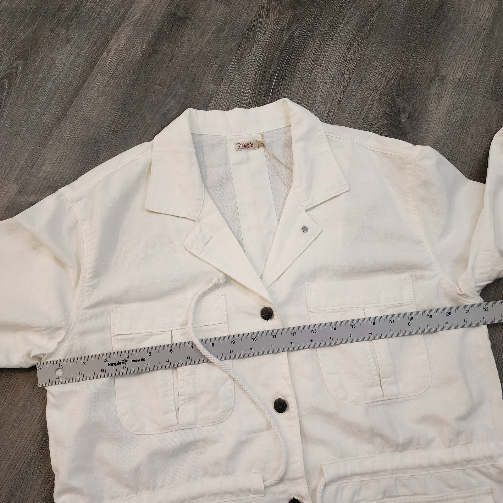Faherty Larkspur Jacket L NWT White Linen Cotton Safari Coastal Utility $248