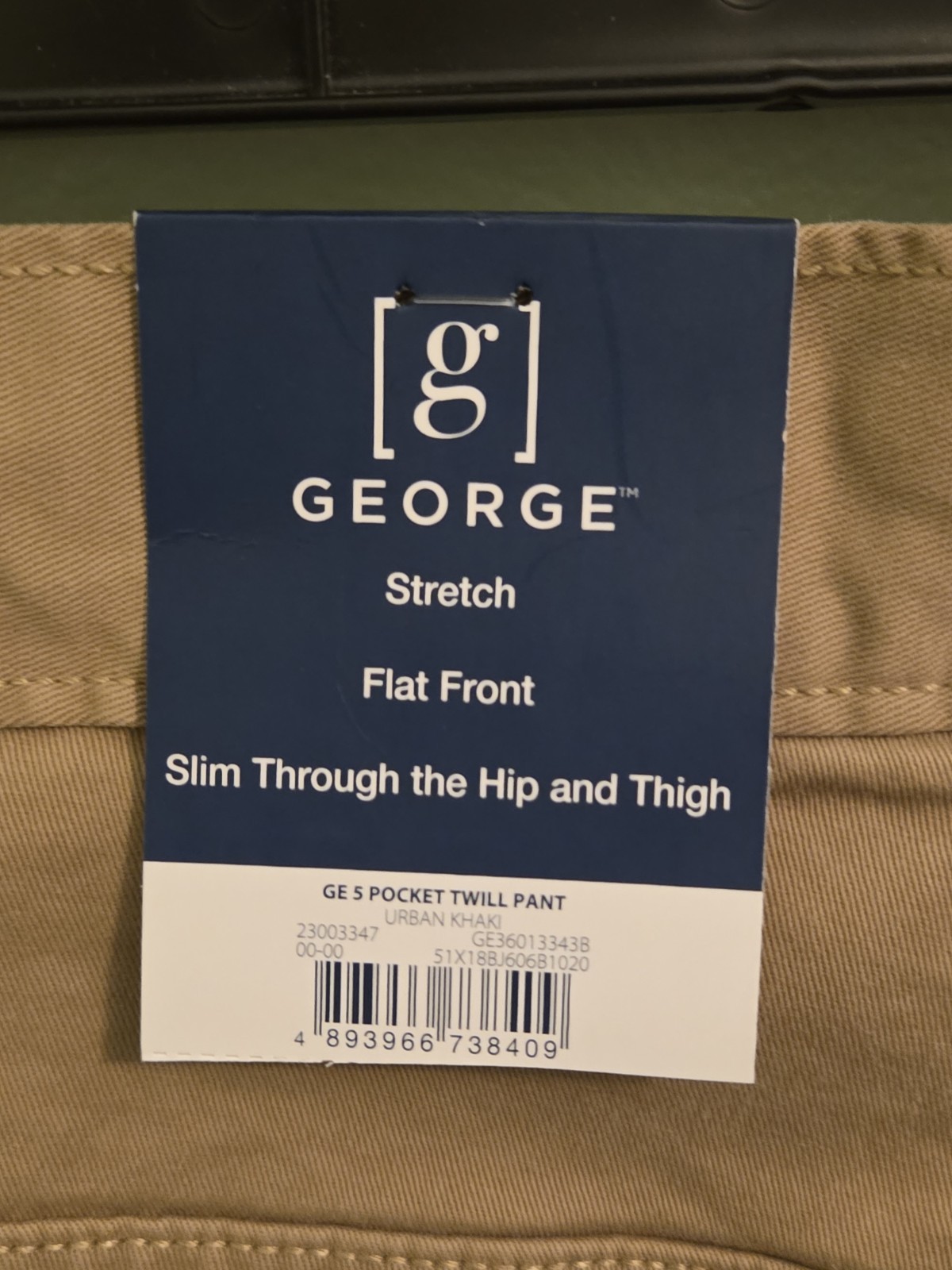 George Men’s 48×30 Twill 5-Pocket Pants URBAN KHAKI Flat Front #10726