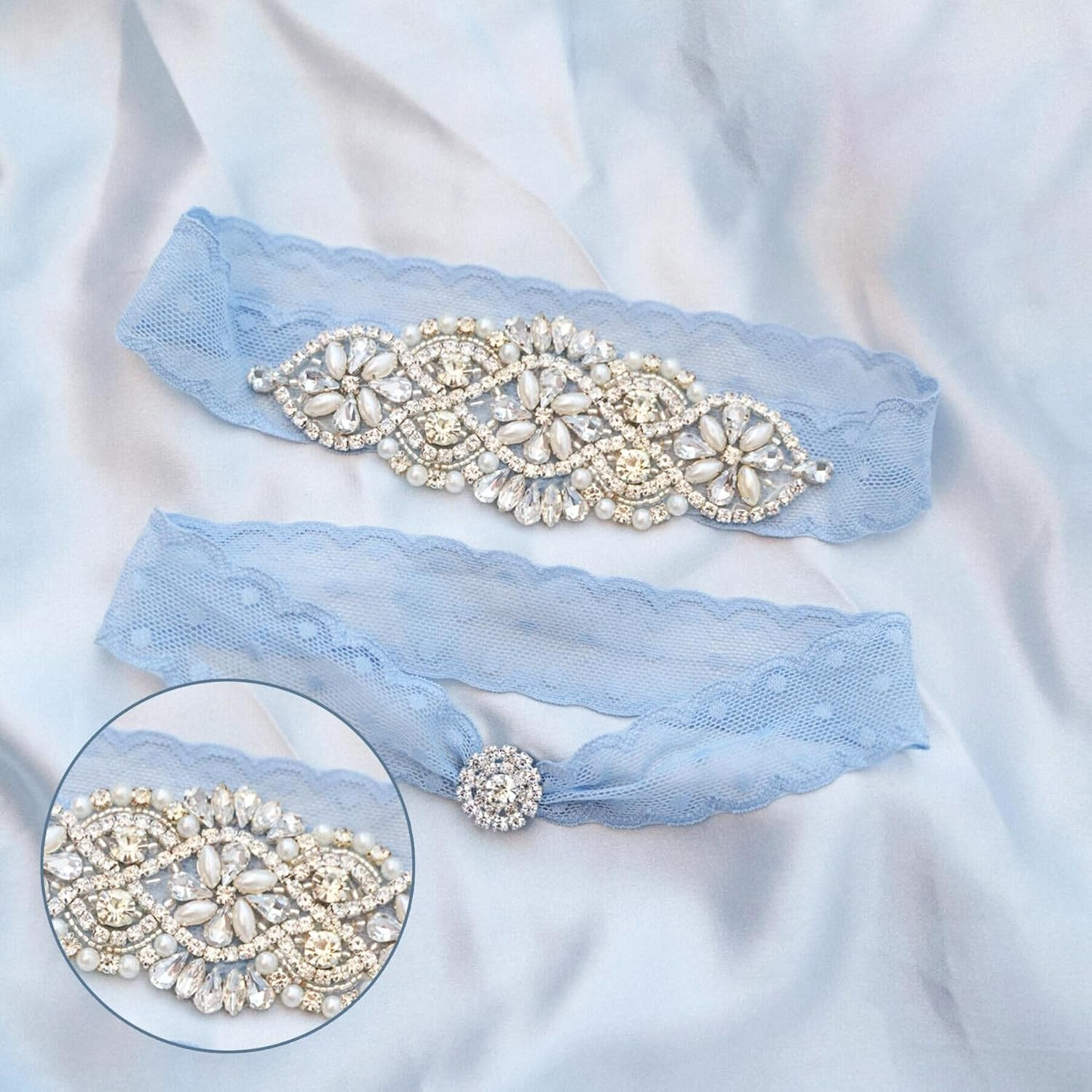 Blue Garters for Bride – Wedding Garter for Bride, Something Blue Gift for Bride