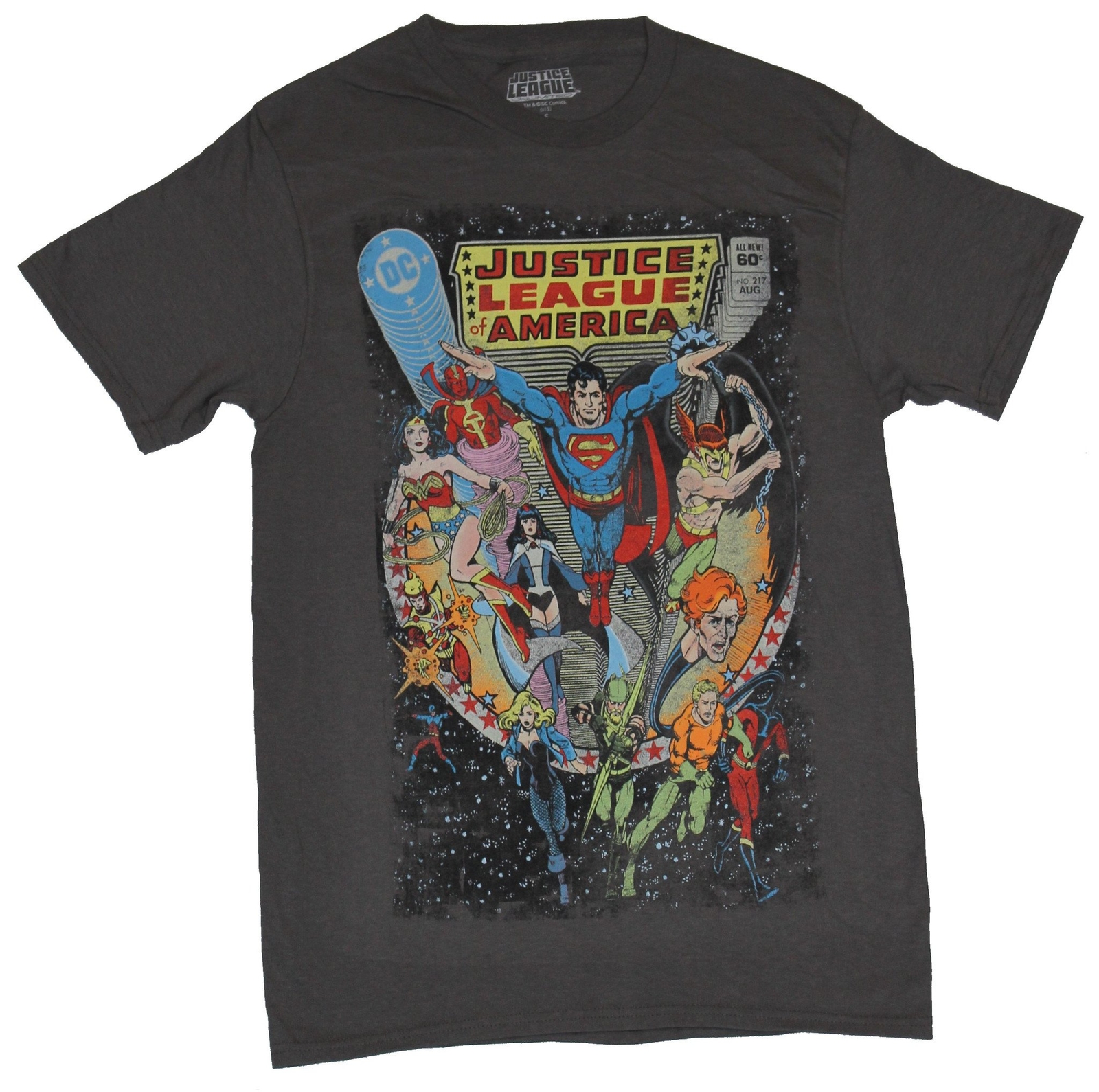 Justice League America (DC Comics) Mens T-Shirt – Cover of Issue 217 Perez Art